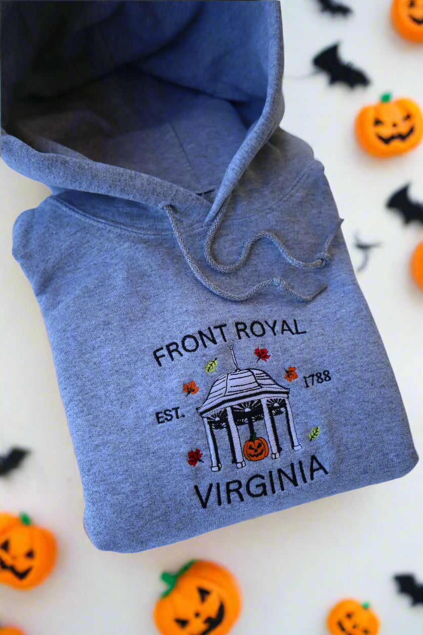Embroidered "Front Royal Pumpkin" Hoodie or Crew Neck, Long Sleeve, Classic fit, Unisex, Adult