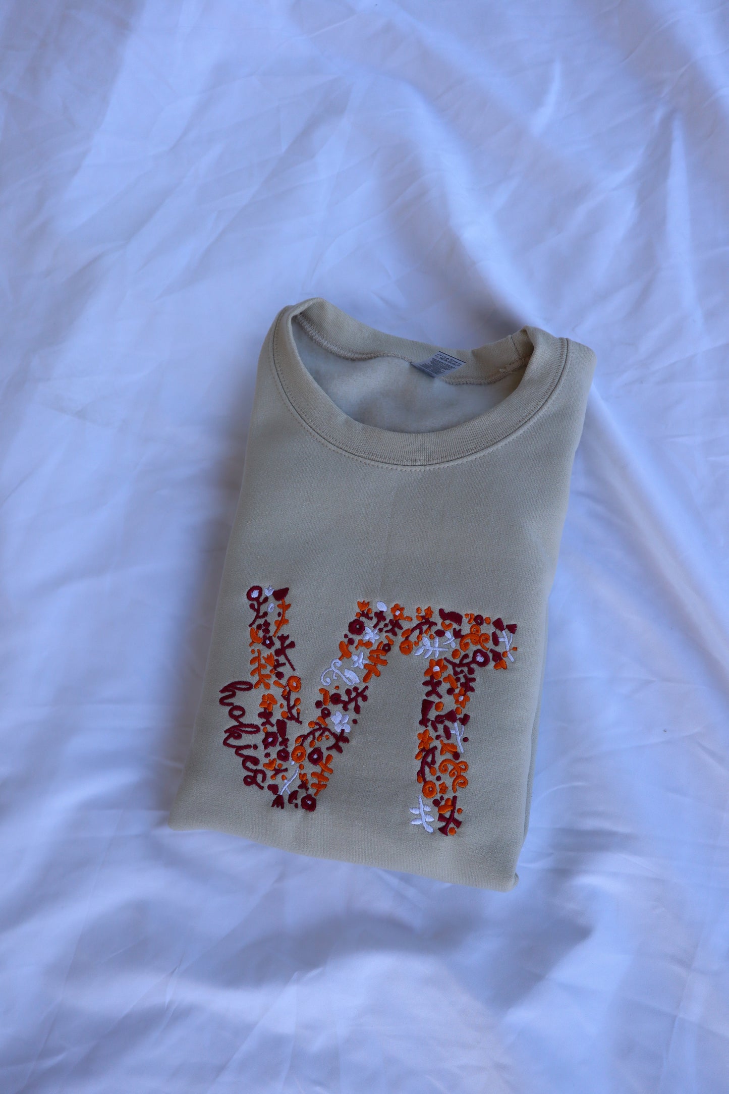 Embroidered "VT Floral College" Hoodie or Crew Neck, Long Sleeve, Classic fit, Unisex, Adult