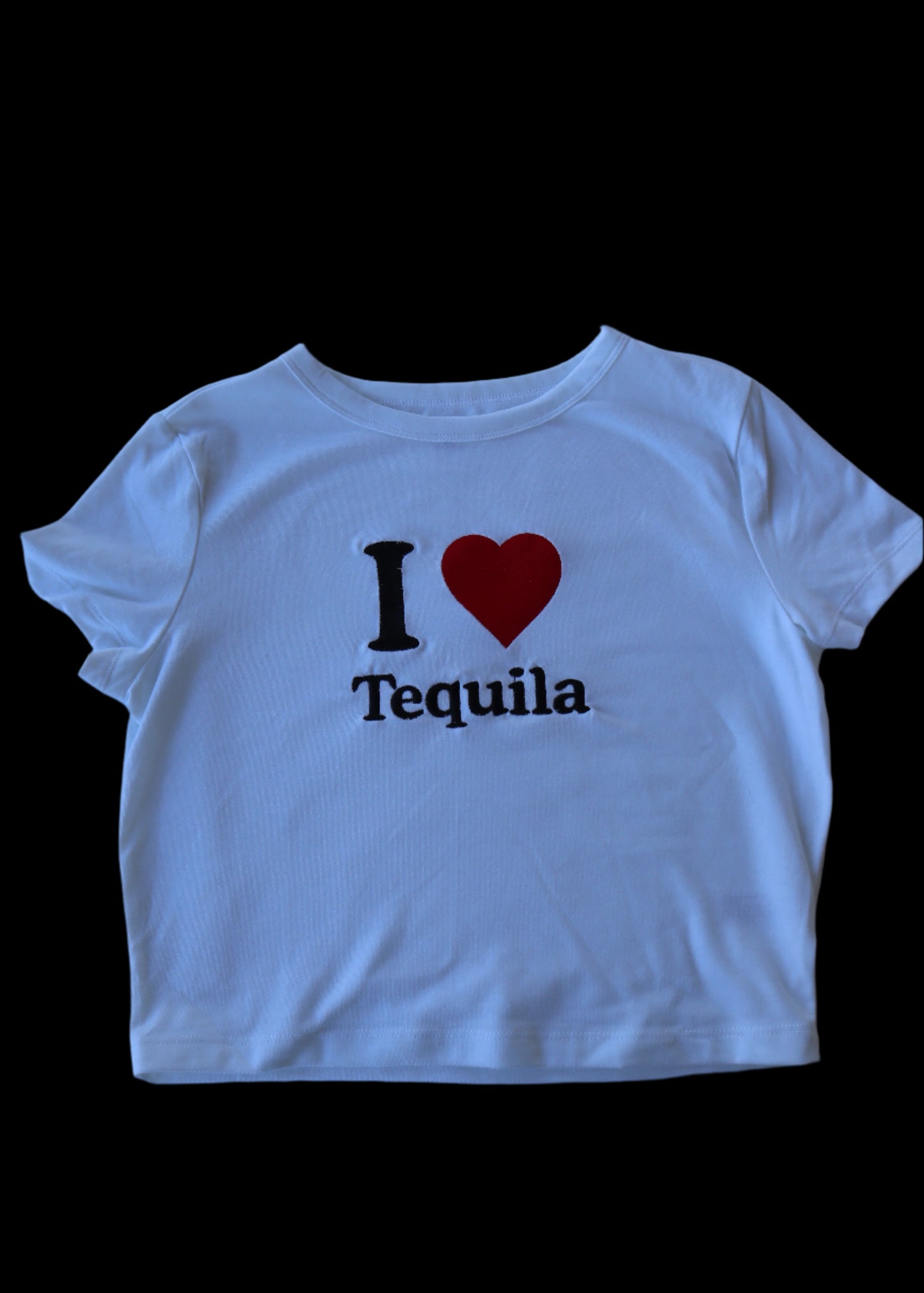 I Love Tequila, Short Sleeve, Crop Top, Fitted, Female, Adult Baby Tee