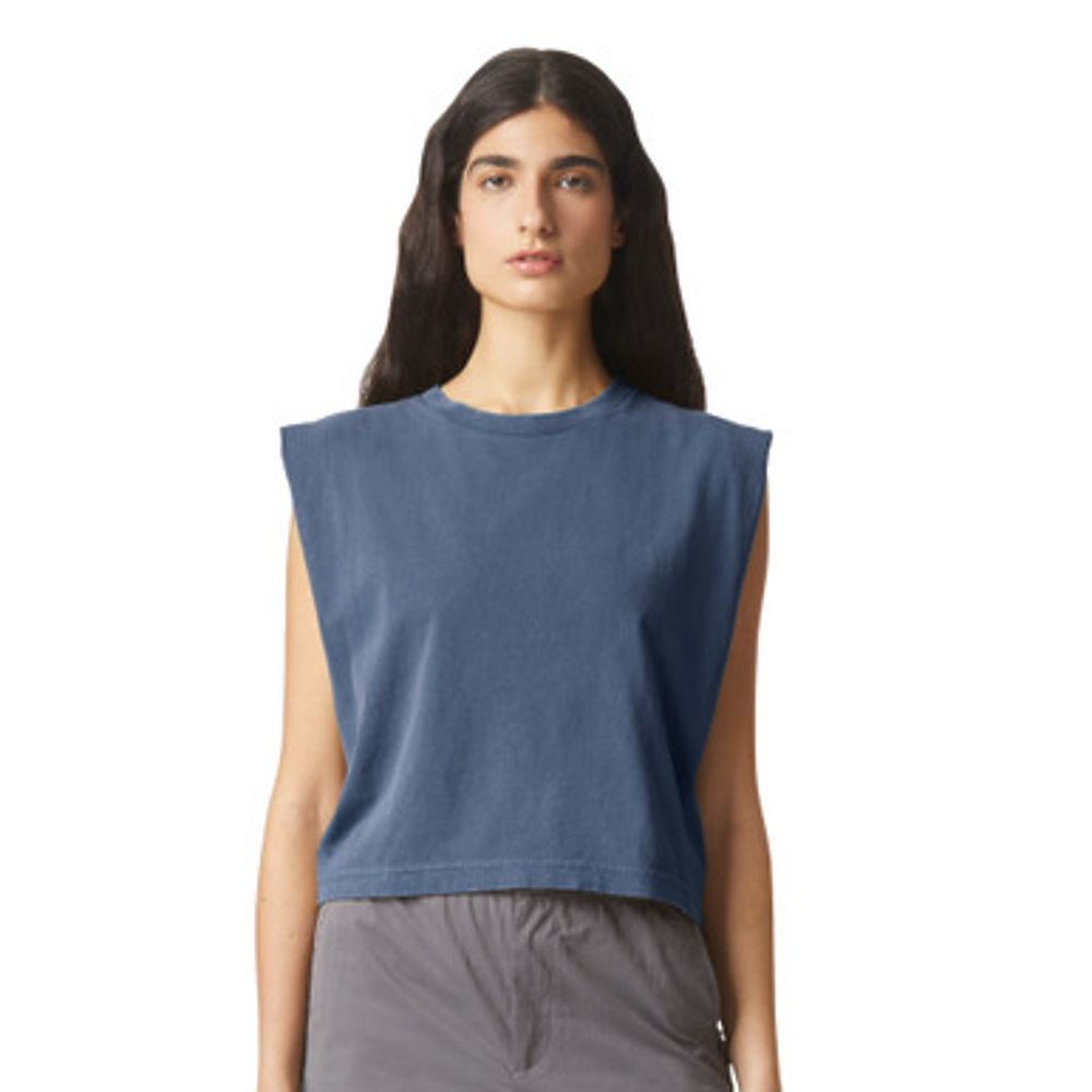 Embroidered Cowboy Cropped Muscle Tee, Tank Top, Crop Fit, Unisex, Adult