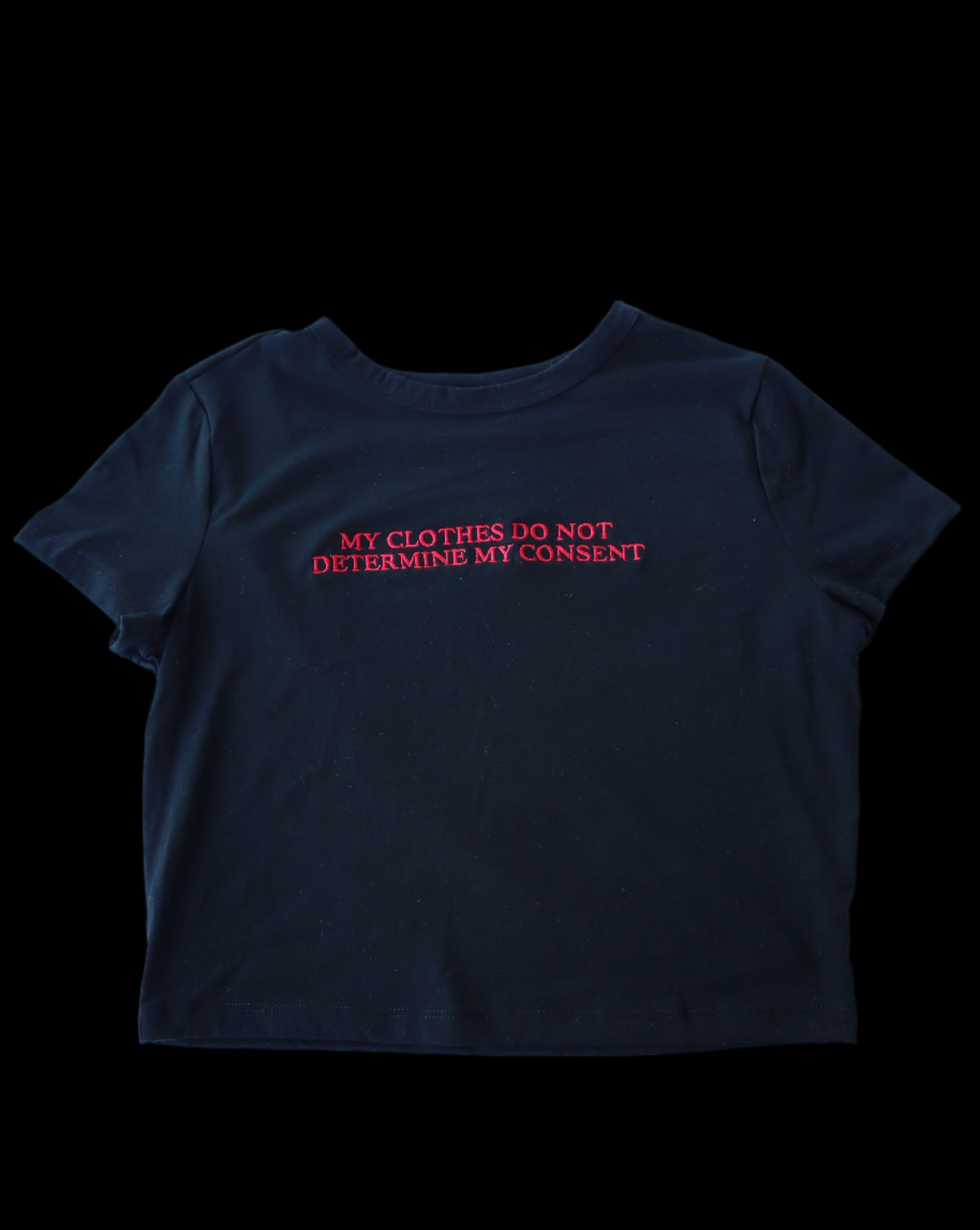 My Clothes Do Not Determine My Consent, Short Sleeve, Crop Top, Fitted, Female, Adult Baby Tee