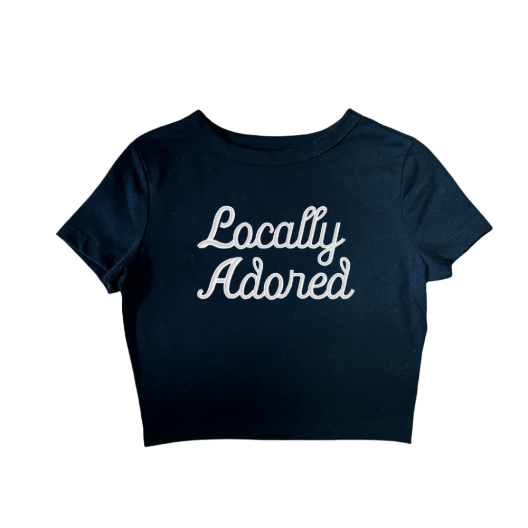 Locally Adored, Short Sleeve, Crop Top, Fitted, Female, Adult Baby Tee