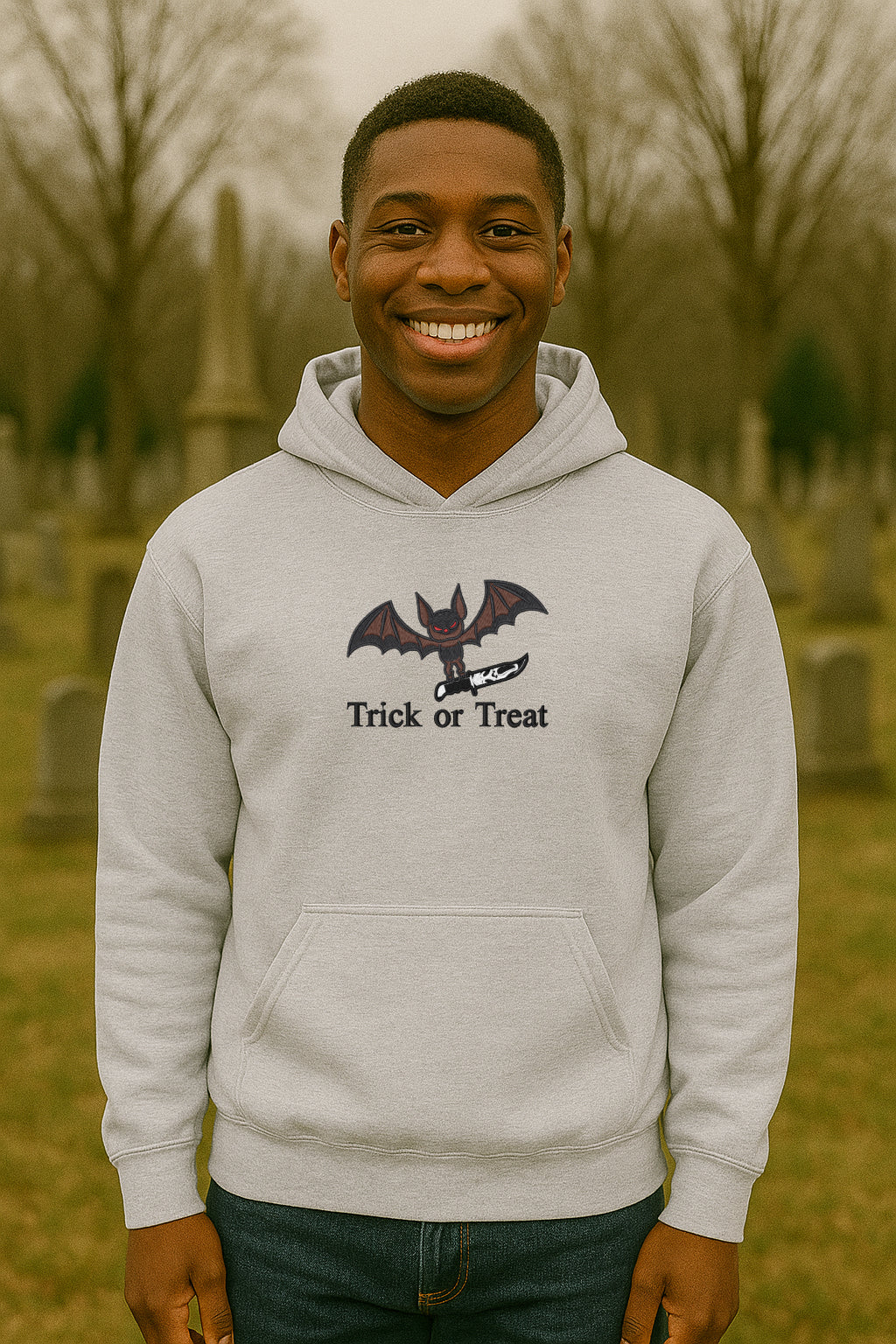 Embroidered Halloween Bat, Hoodie or Crewneck, Long Sleeve, Classic fit, Unisex, Adult