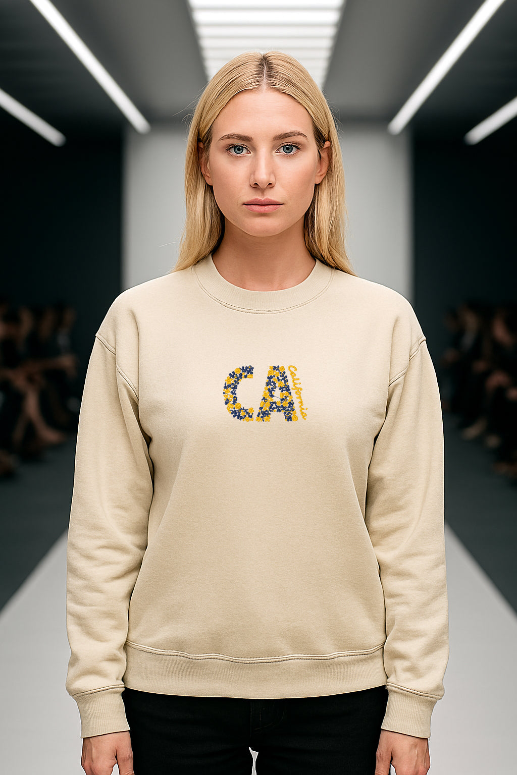 Floral Embroidered CA California Hoodie Long Sleeve Classic fit Unisex Adult