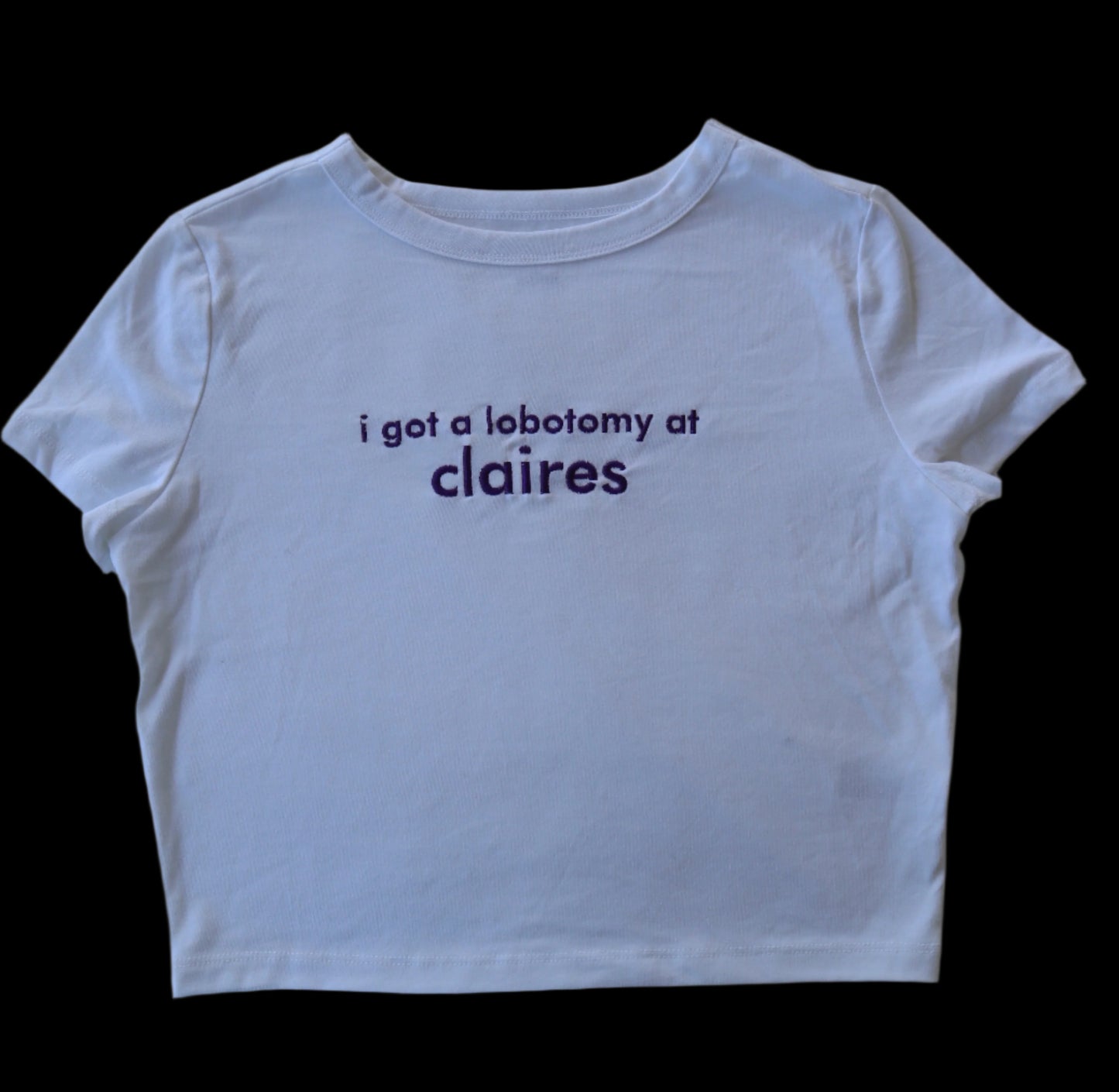 I Got a Lobotomy at Claires, Short Sleeve, Crop Top, Fitted, Female, Adult Baby Tee