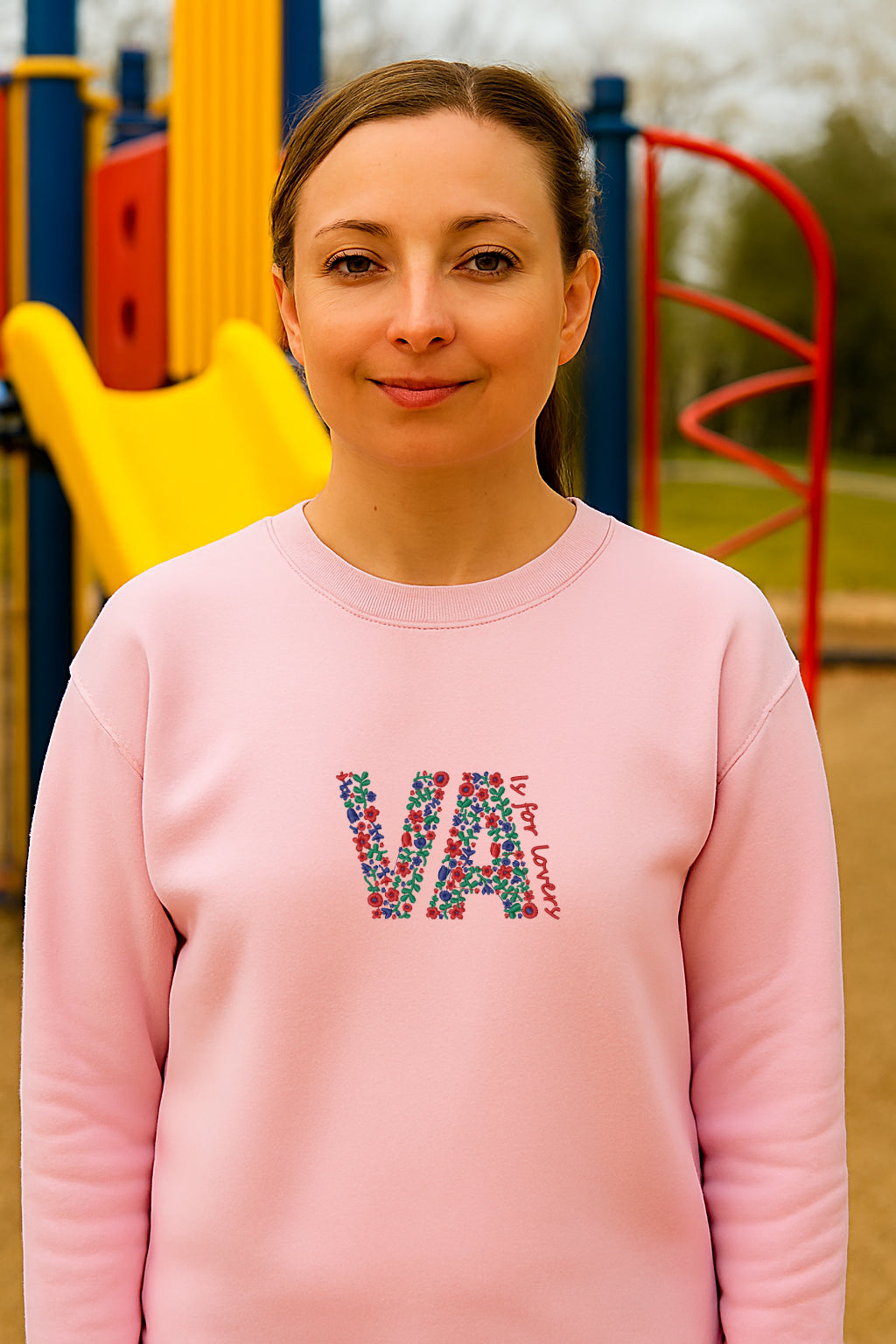 Floral Embroidered VA Is for lovers Hoodie Long Sleeve Classic fit Unisex Adult Casual Everyday Wear