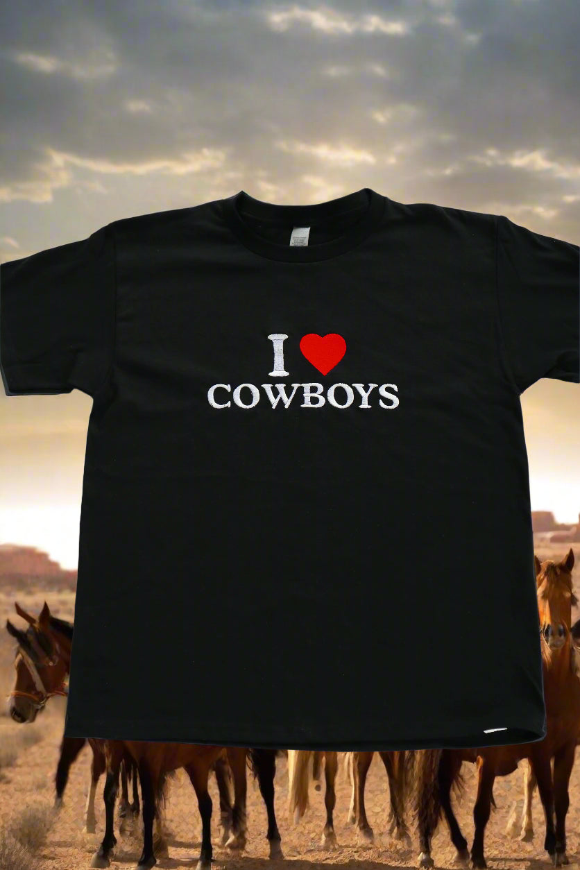 I Love Cowboys, Short Sleeve, Crop Top, Fitted, Female, Adult Baby Tee