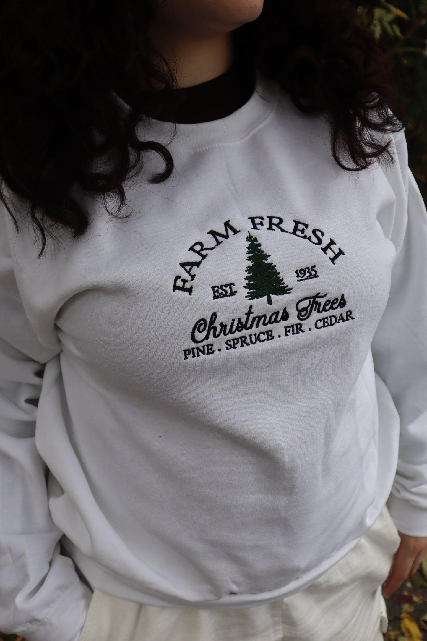 Farm Fresh Christmas Trees Hoodie or Crew Neck, Long Sleeve, Classic fit, Unisex, Adult