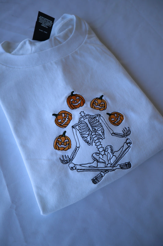 Juggling Pumpkin Skeleton, Long Sleeve, Classic Fit, Unisex Adult, Hoodie or Crew Neck Sweatshirt