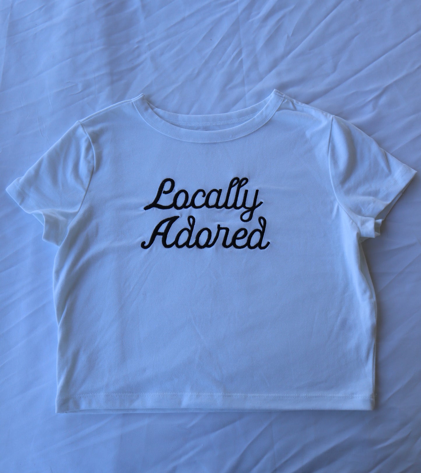 Locally Adored, Short Sleeve, Crop Top, Fitted, Female, Adult Baby Tee