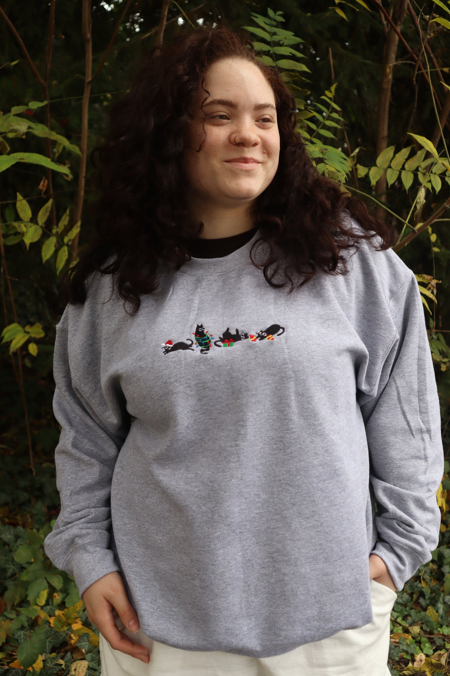 Christmas Cats Hoodie or Crew Neck, Long Sleeve, Classic fit, Unisex, Adult