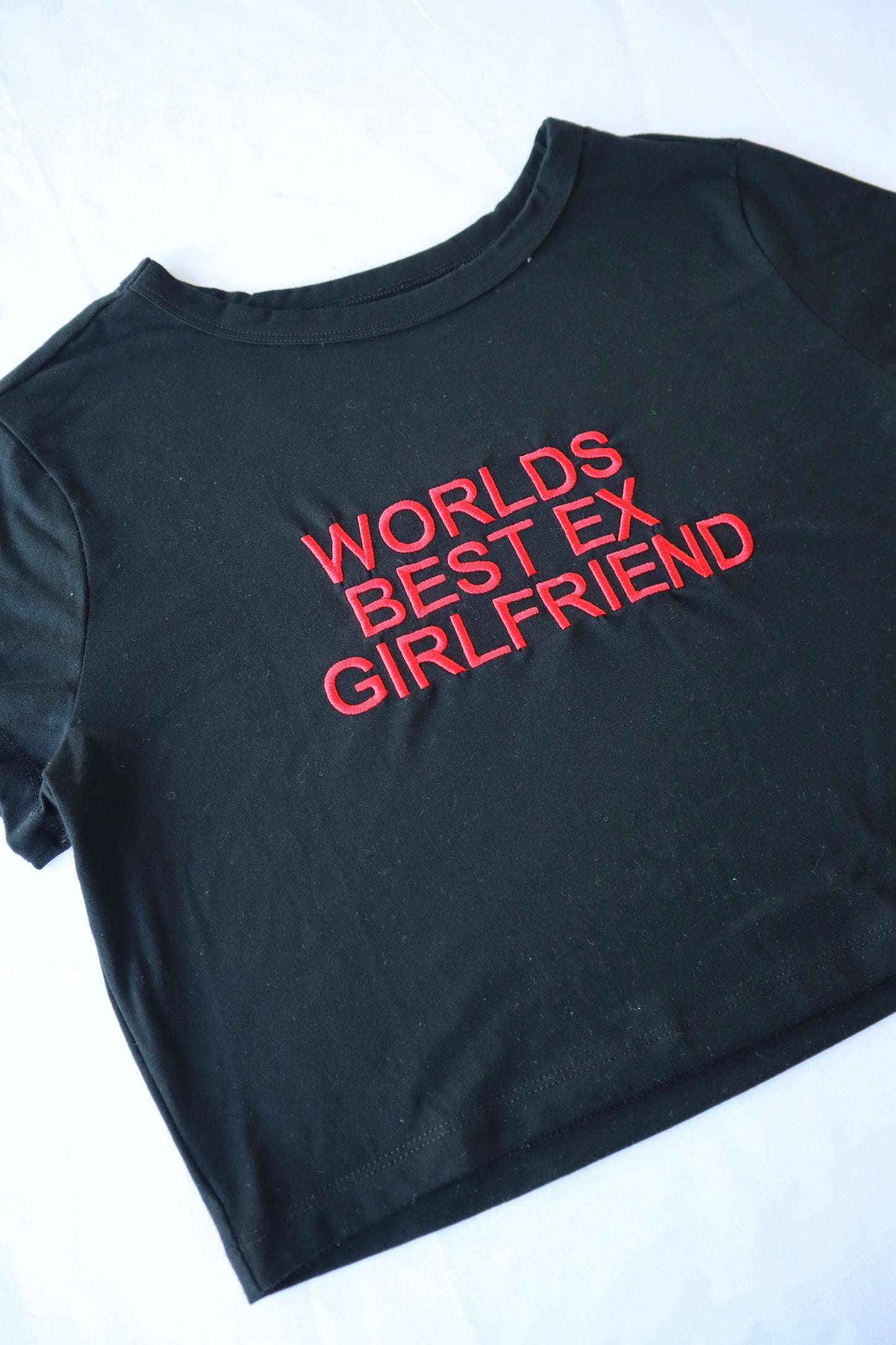 Worlds Best Ex Girlfriend, Short Sleeve, Crop Top, Fitted, Female, Adult Baby Tee