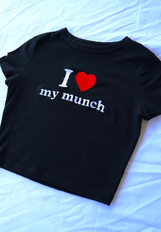 I HEART my munch, Short Sleeve, Crop Top, Fitted, Female, Adult Baby Tee