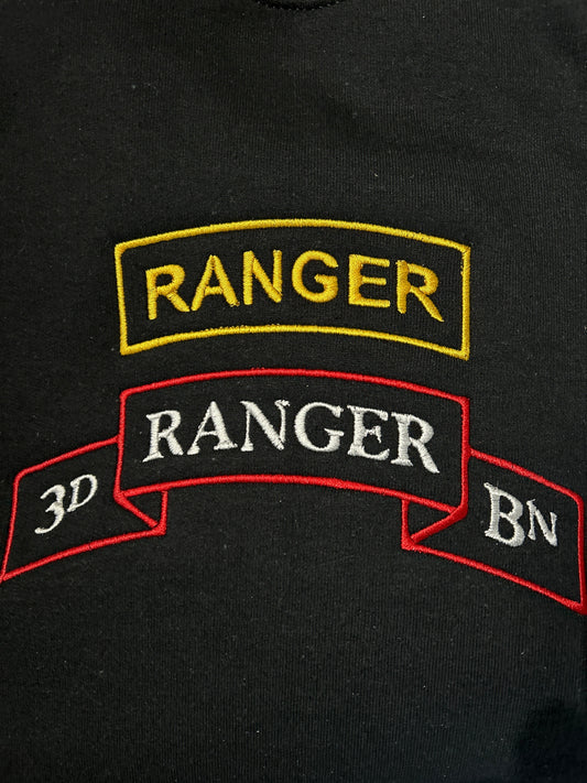 US Army Ranger 75th Regiment 3rd Battalion, Long Sleeve, Classic Fit, Unisex Adult, Hoodie or Crew Neck Sweatshirt