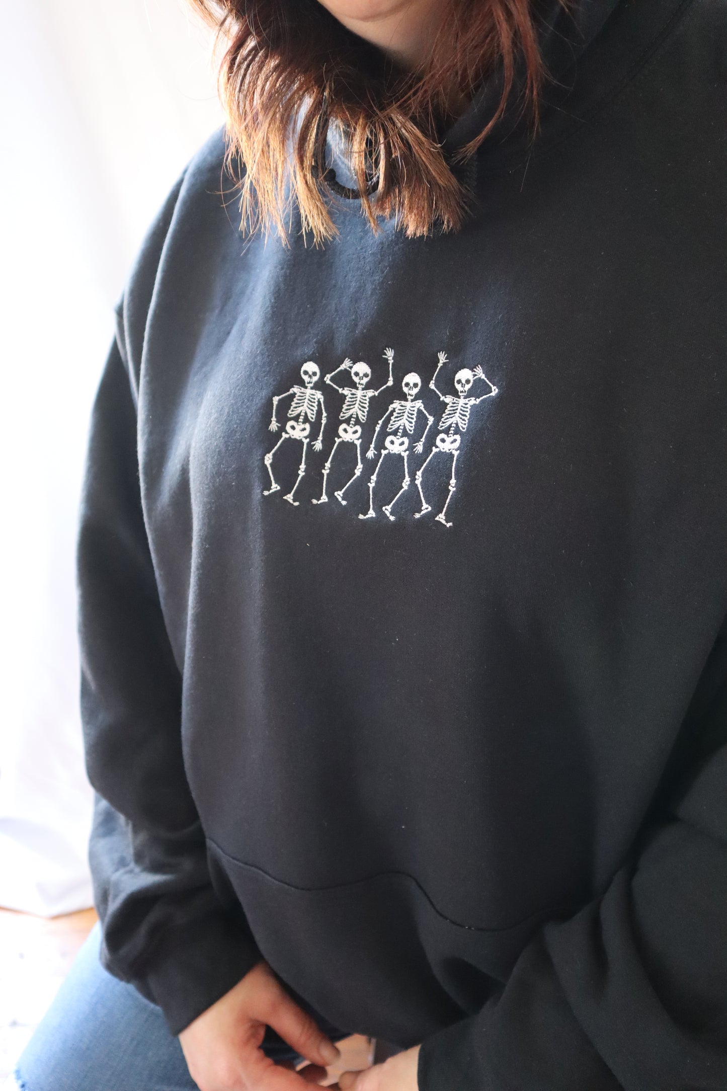 Small Dancing Skeletons, Long Sleeve, Classic Fit, Unisex Adult, Hoodie or Crew Neck Sweatshirt