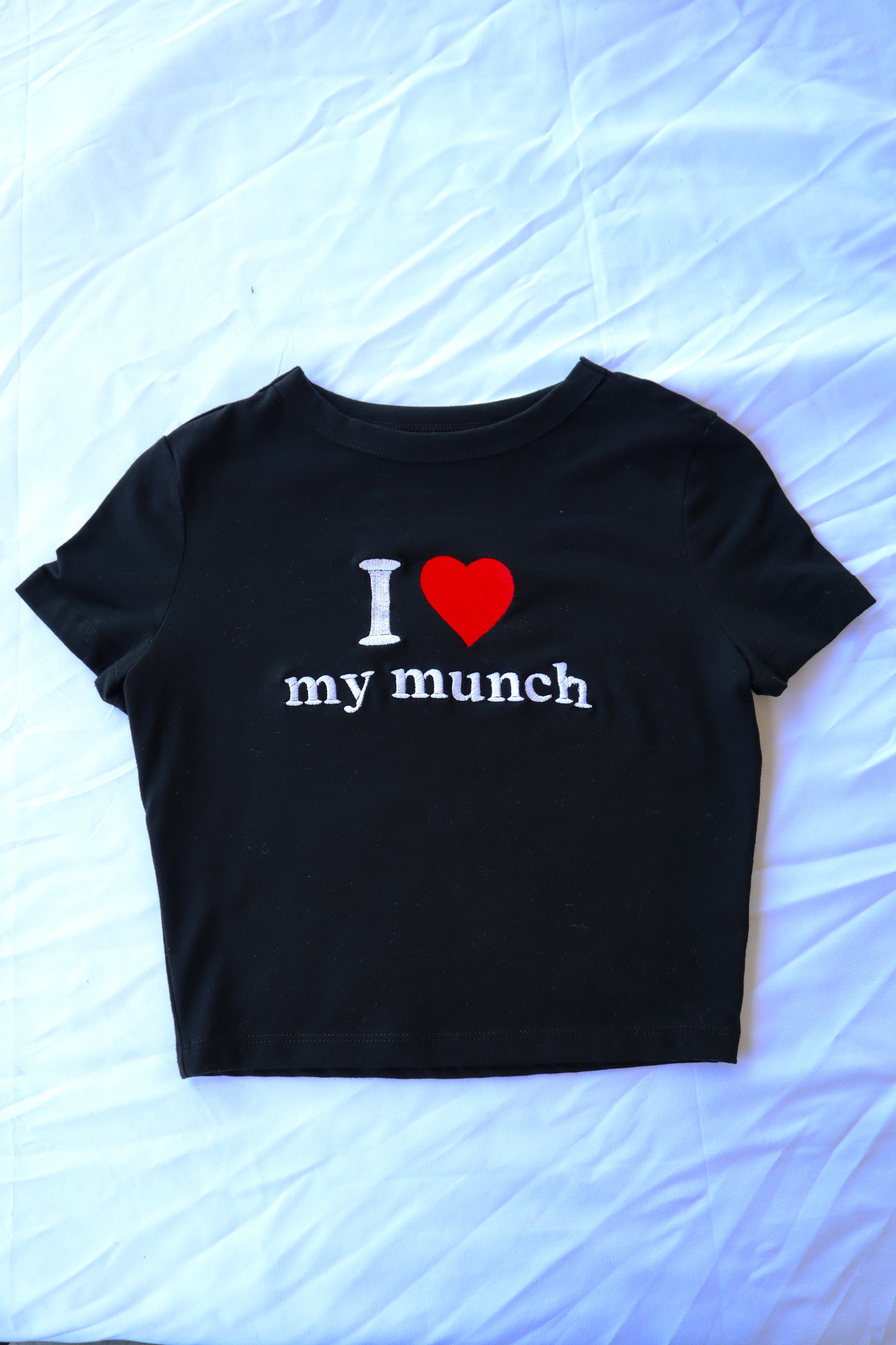 I HEART my munch, Short Sleeve, Crop Top, Fitted, Female, Adult Baby Tee