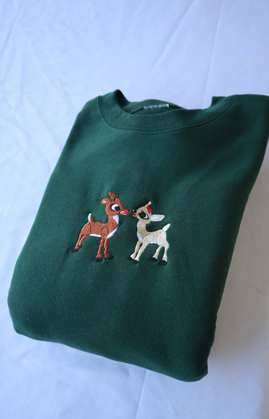 Christmas Deer, Long Sleeve, Classic Fit, Unisex Adult, Hoodie or Crew Neck Sweatshirt