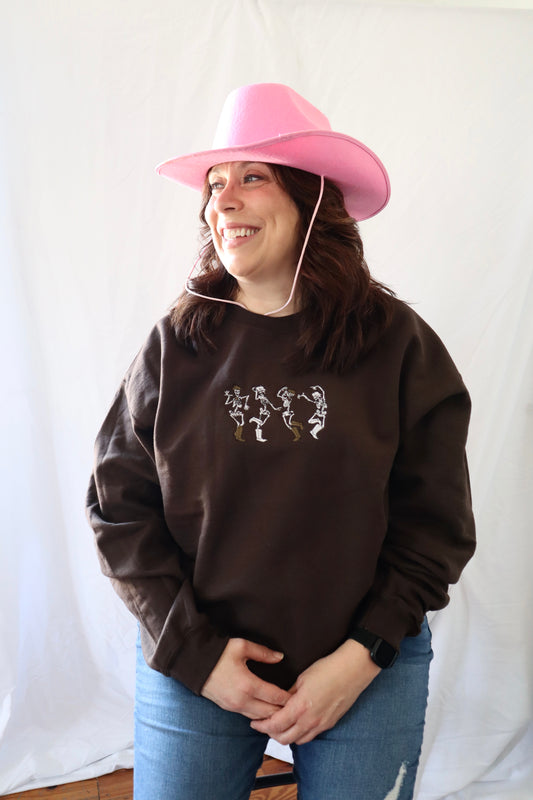 Dancing Cowboy Skeletons, Long Sleeve, Classic Fit, Unisex Adult, Hoodie or Crew Neck Sweatshirt