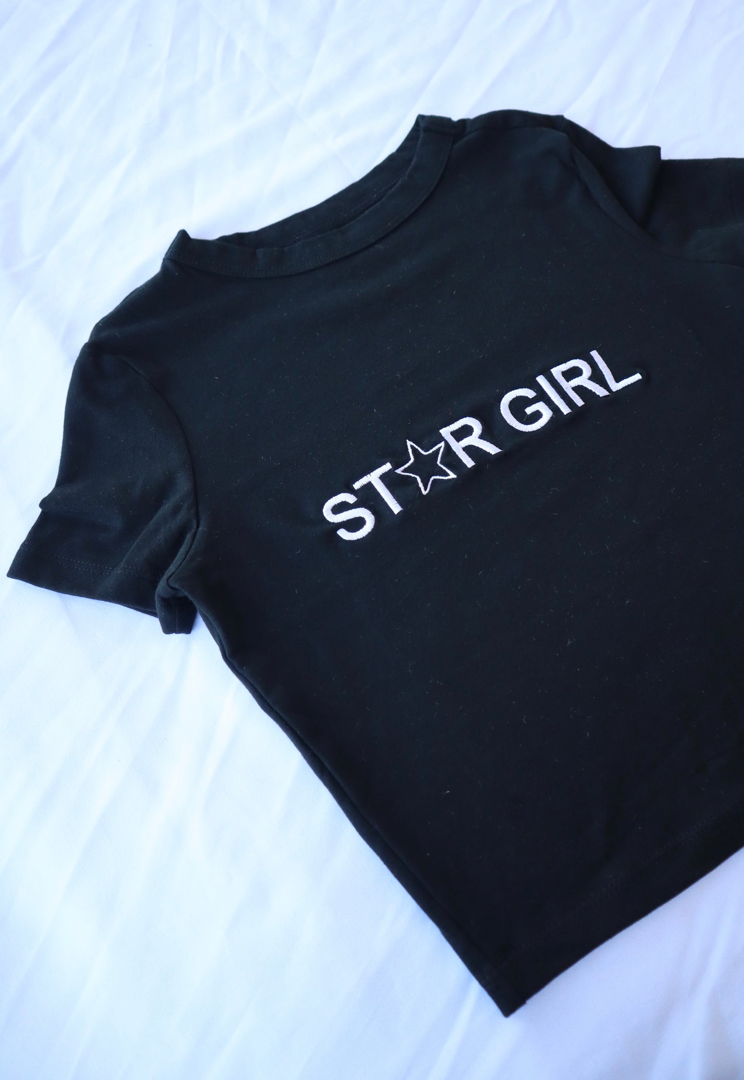 Star Girl, Short Sleeve, Crop Top, Fitted, Female, Adult Baby Tee