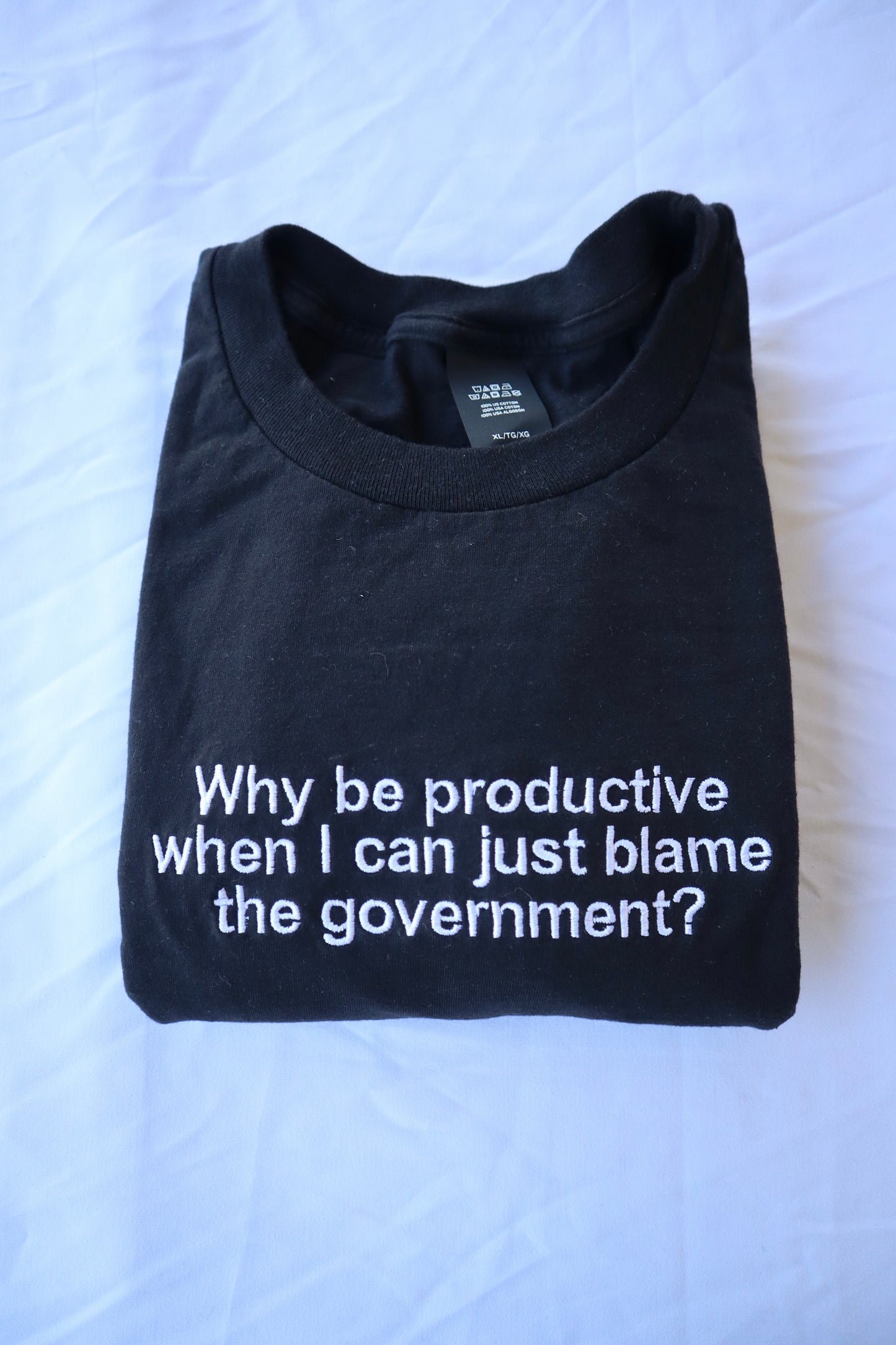 Why Be Productive When You Can Just Blame the Government, Hoodie or Crew Neck Long Sleeve, Classic fit, Unisex, Adult