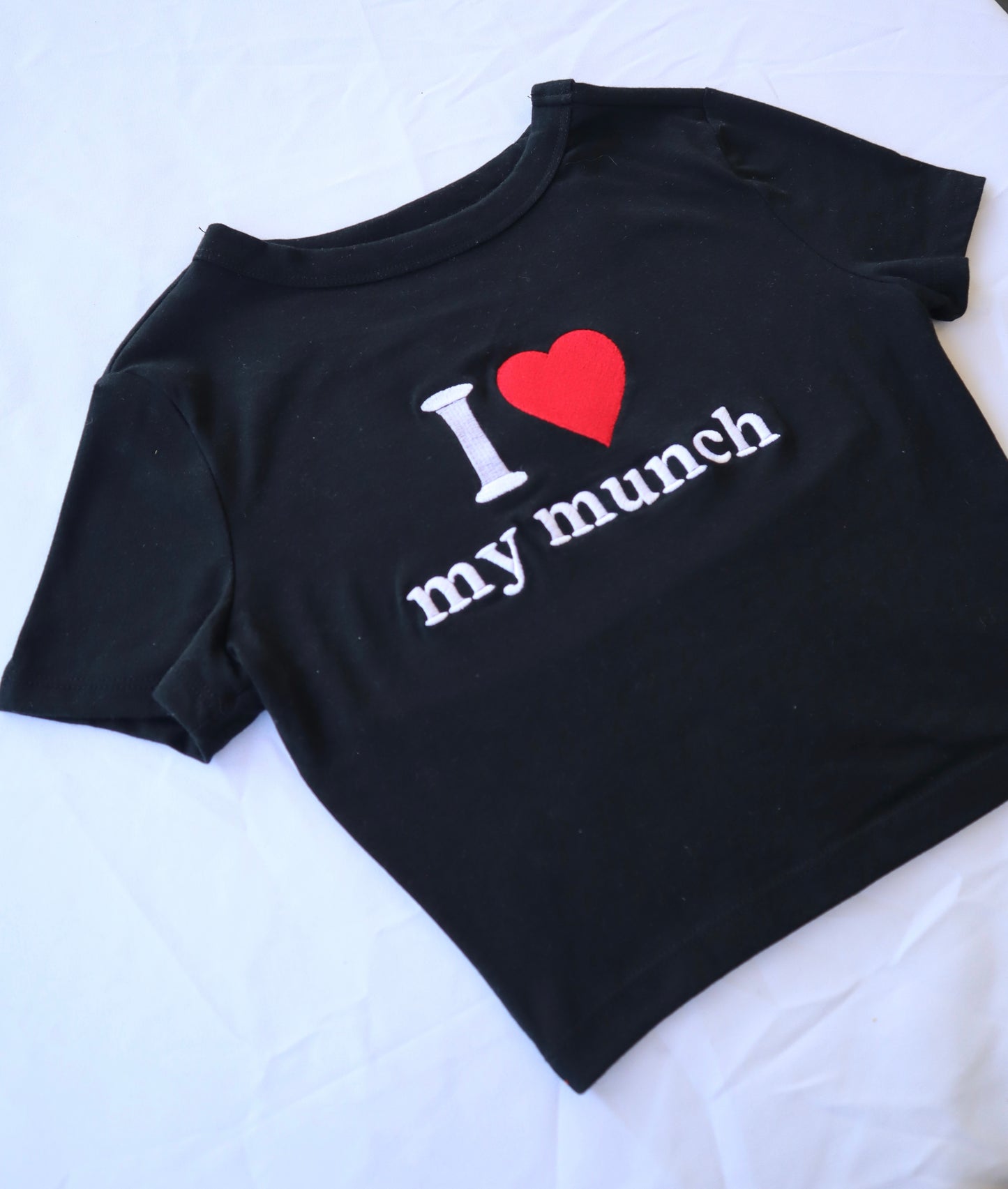 I Love My Munch, Short Sleeve, Crop Top, Fitted, Female, Adult Baby Tee