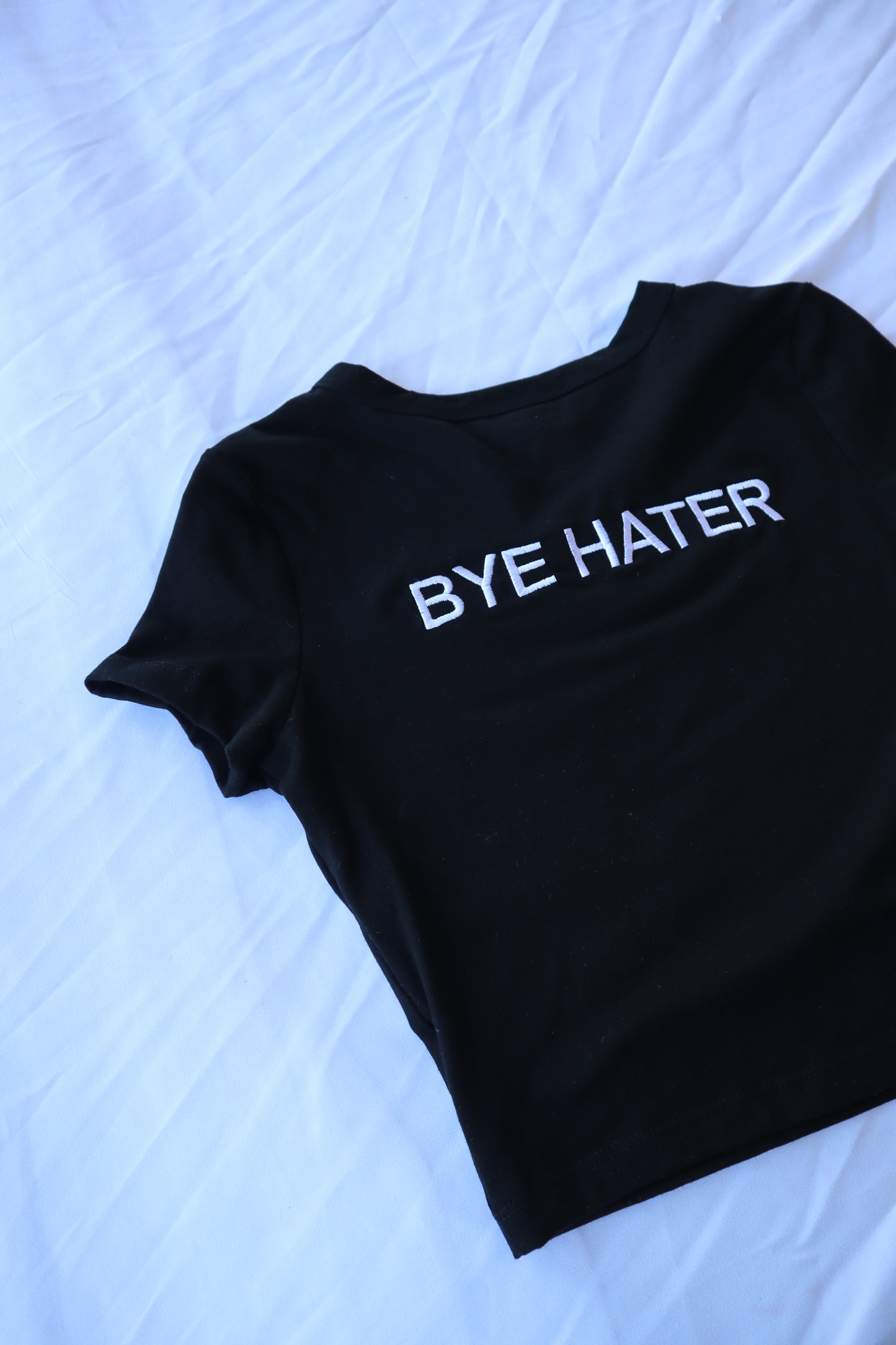 Hi Hater Bye Hater, Short Sleeve, Crop Top, Fitted, Female, Adult Baby Tee