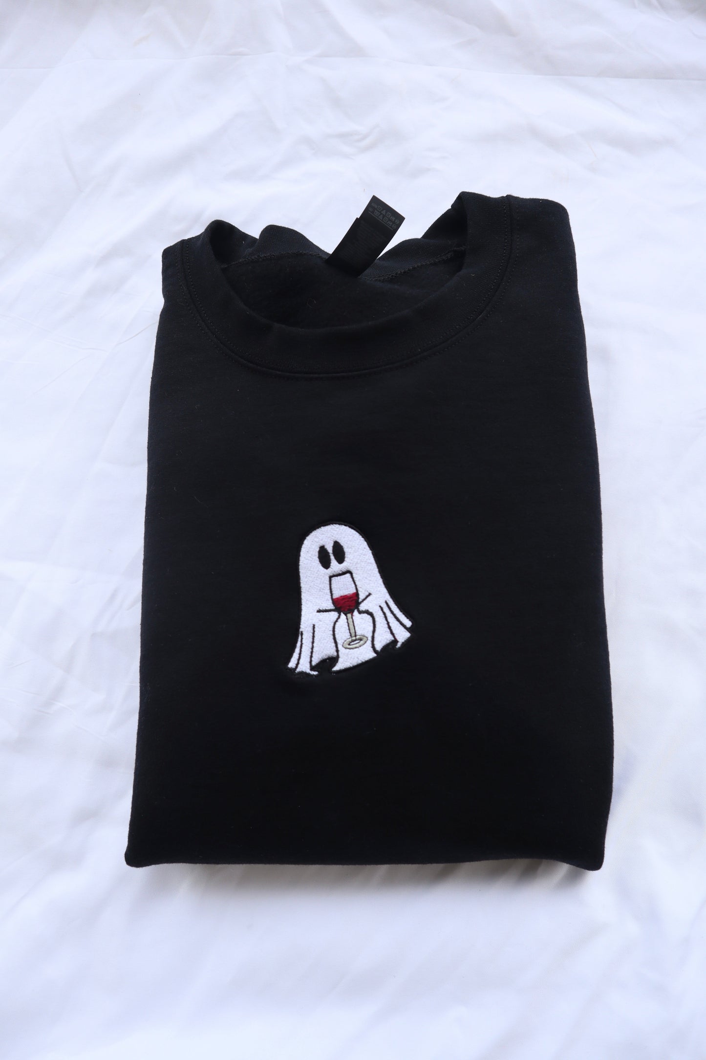 Embroidered 'Ghost Wine' Hoodie or Crew Neck, Long Sleeve, Classic fit, Unisex, Adult