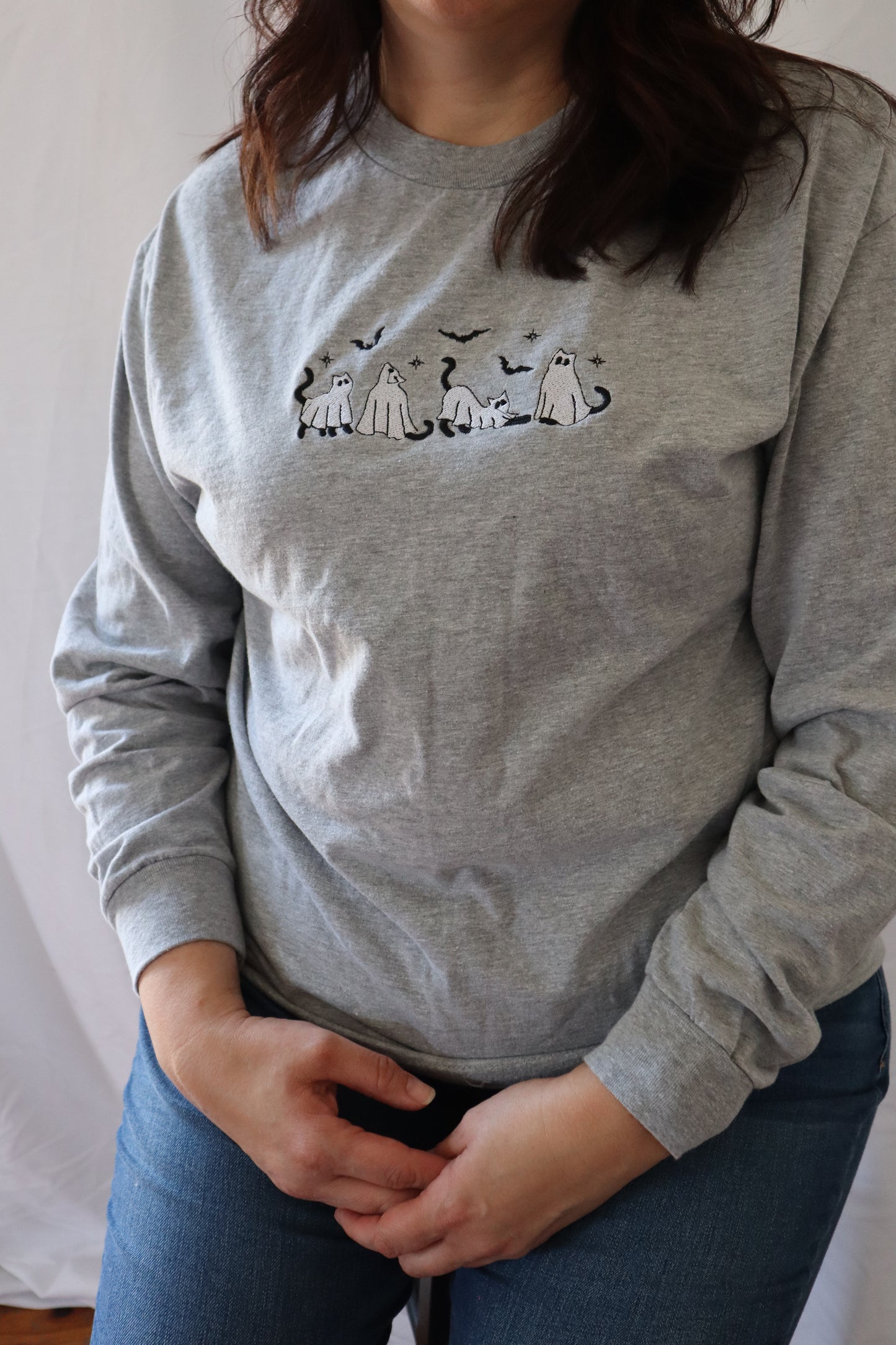 Ghost Cats, Long Sleeve, Classic Fit, Unisex Adult, Hoodie or Crew Neck Sweatshirt