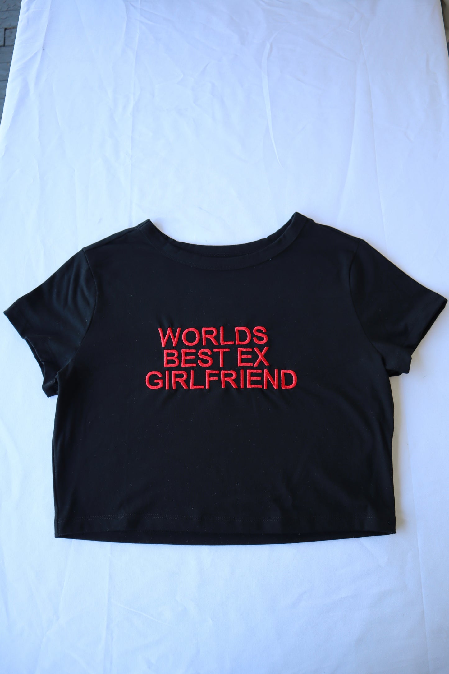 Worlds Best Ex Girlfriend, Short Sleeve, Crop Top, Fitted, Female, Adult Baby Tee