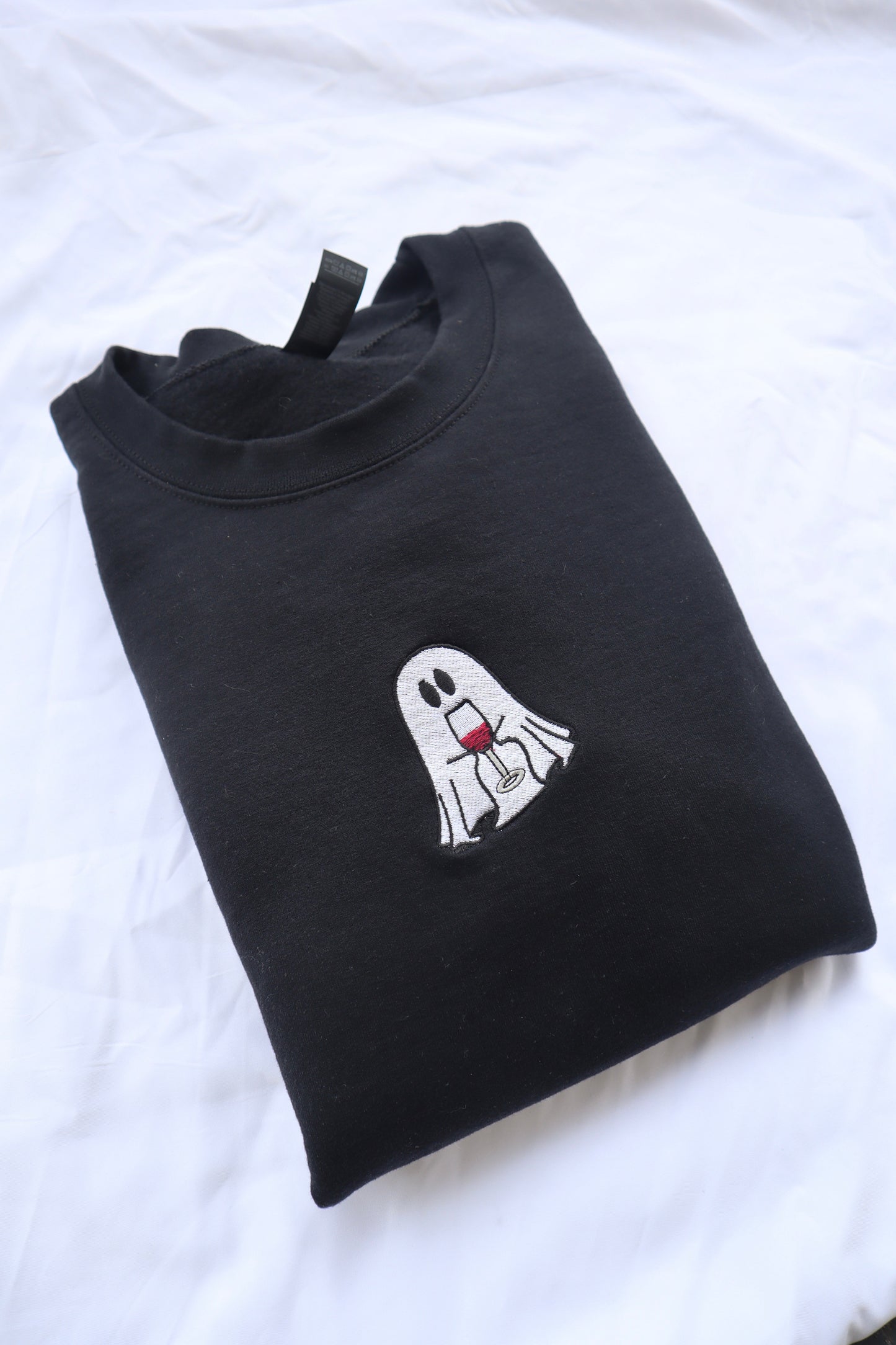 Embroidered 'Ghost Wine' Hoodie or Crew Neck, Long Sleeve, Classic fit, Unisex, Adult