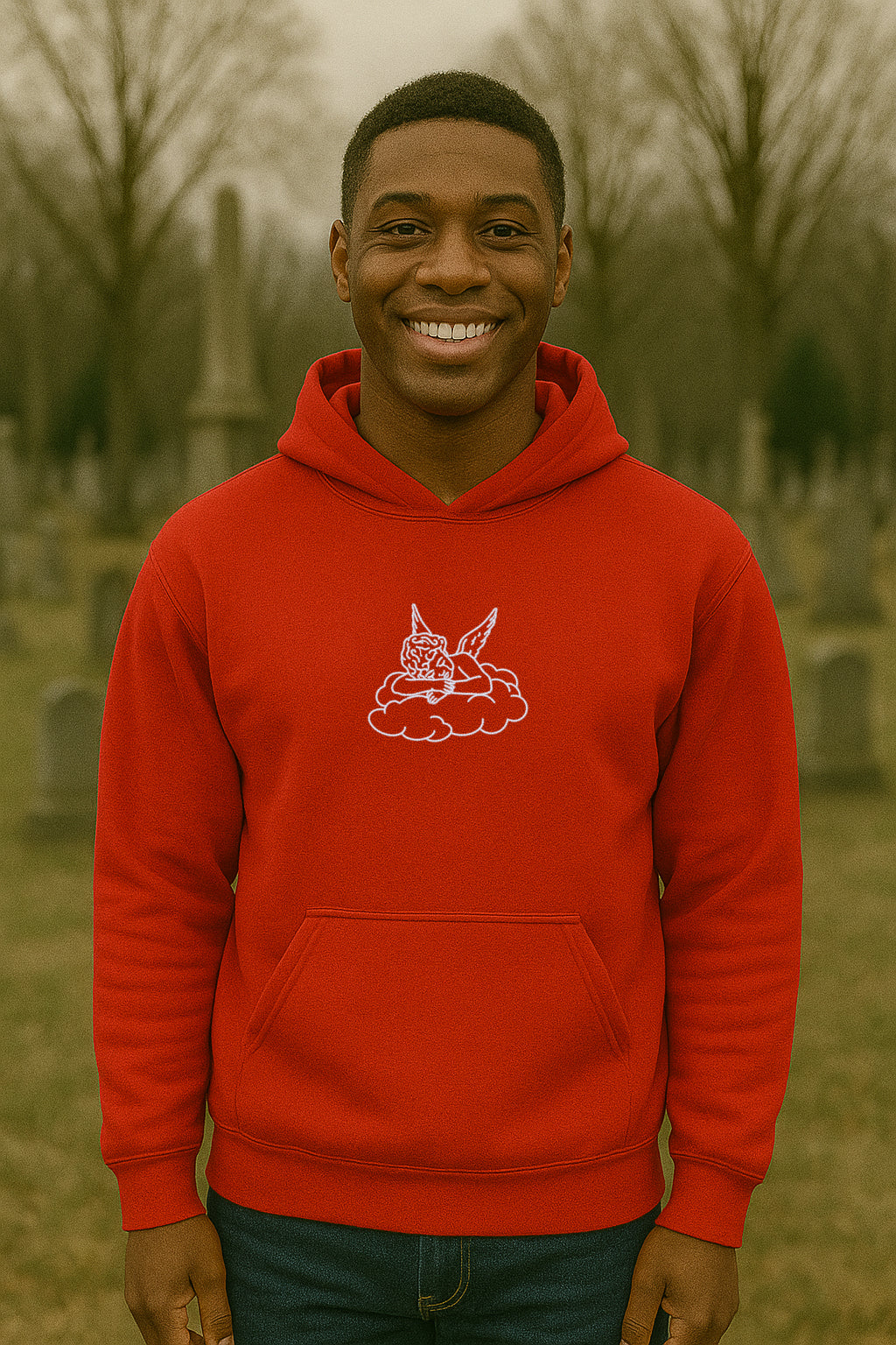 Embroidered Angel, Hoodie or Crewneck Sweatshirt, Unisex, Classic Fit, Long Sleeve, Adult