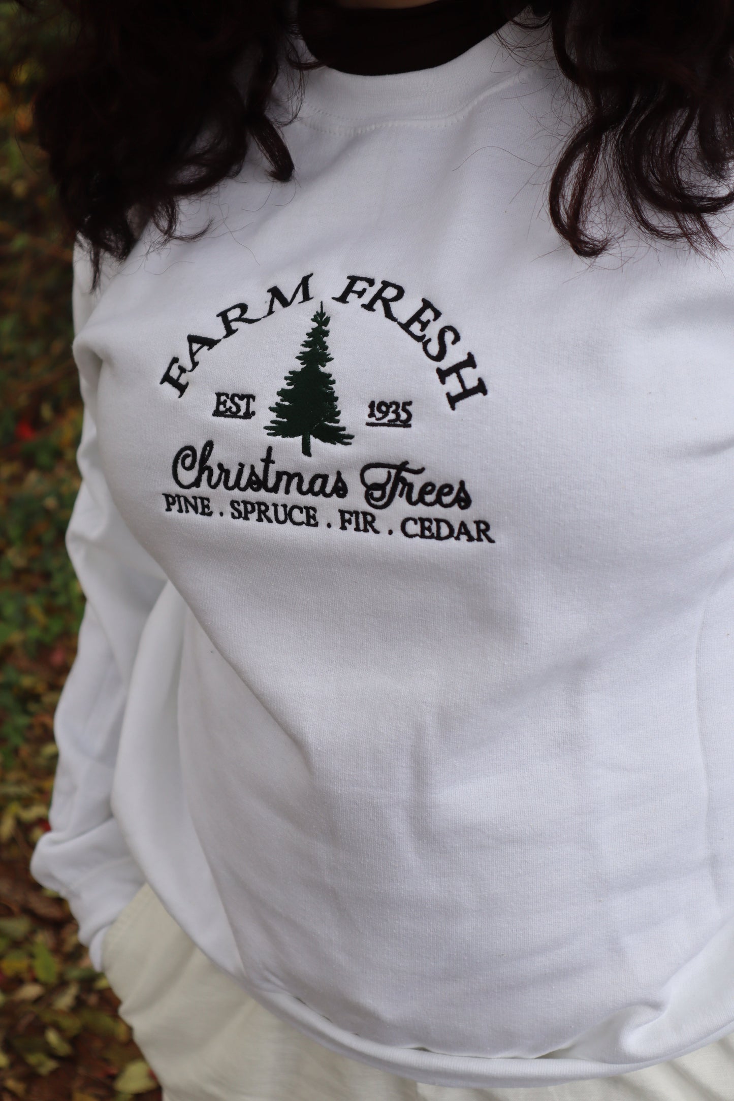 Farm Fresh Christmas Trees Hoodie or Crew Neck, Long Sleeve, Classic fit, Unisex, Adult