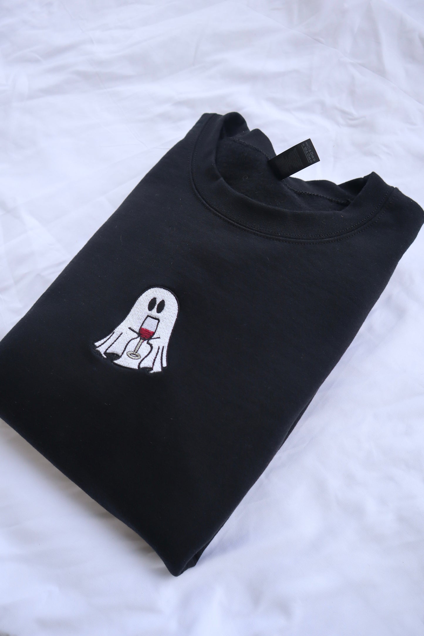 Embroidered 'Ghost Wine' Hoodie or Crew Neck, Long Sleeve, Classic fit, Unisex, Adult