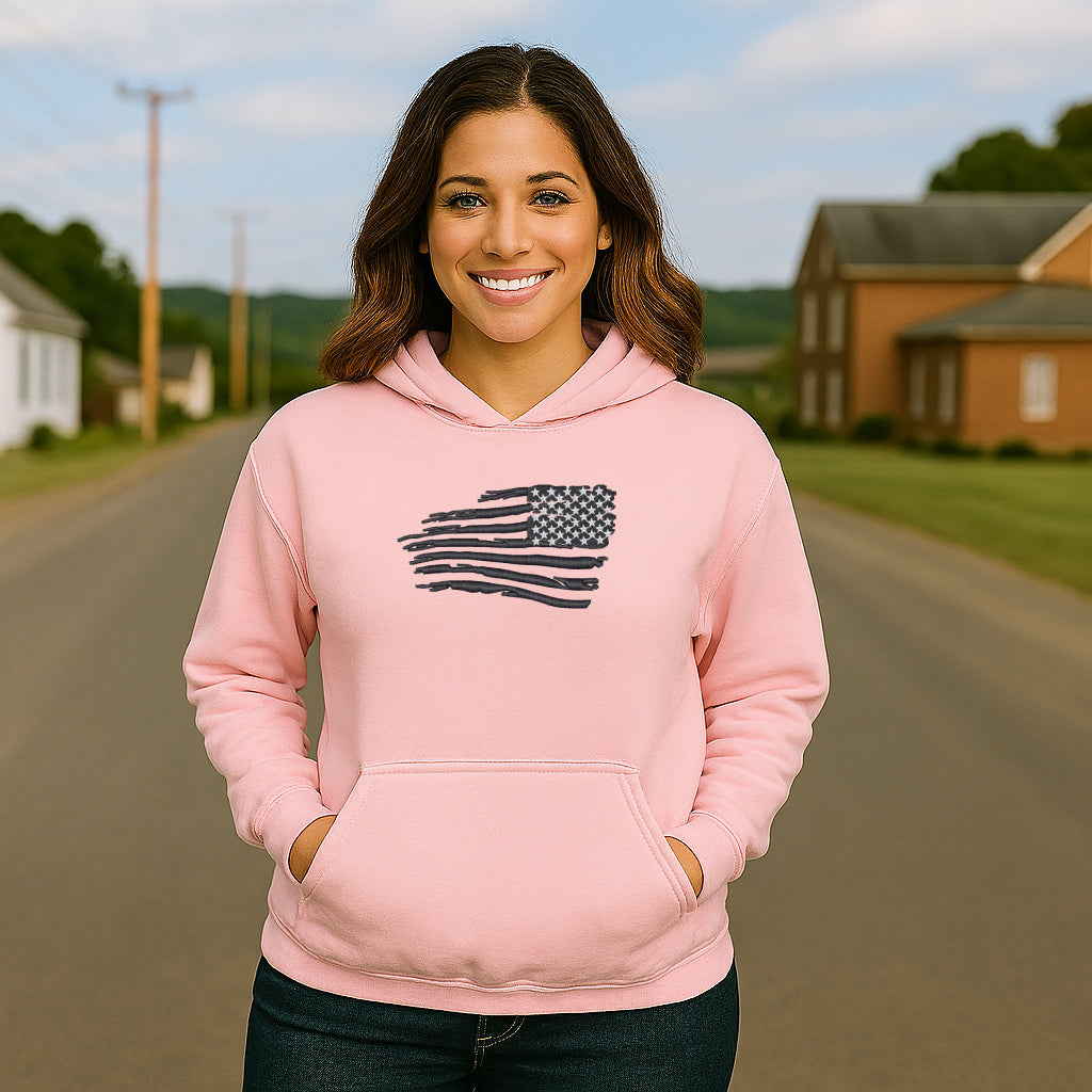 Embroidered Reversed Black Flag, Hoodie or Crewneck Sweatshirt, Unisex, Classic Fit, Long Sleeve, Adult