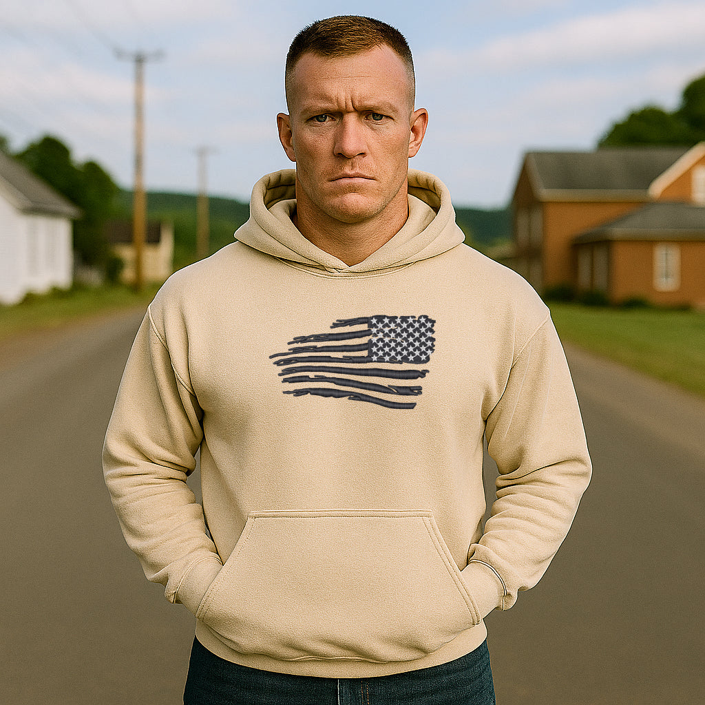 Embroidered Reversed Black Flag, Hoodie or Crewneck Sweatshirt, Unisex, Classic Fit, Long Sleeve, Adult