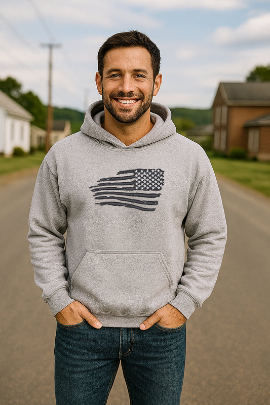 Embroidered Reversed Black Flag, Hoodie or Crewneck Sweatshirt, Unisex, Classic Fit, Long Sleeve, Adult