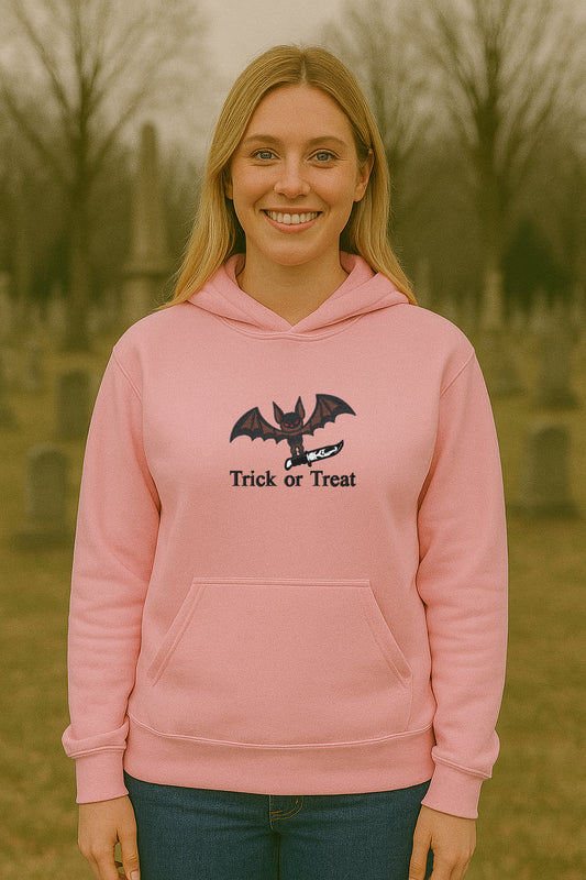 Embroidered Halloween Bat, Hoodie or Crewneck, Long Sleeve, Classic fit, Unisex, Adult