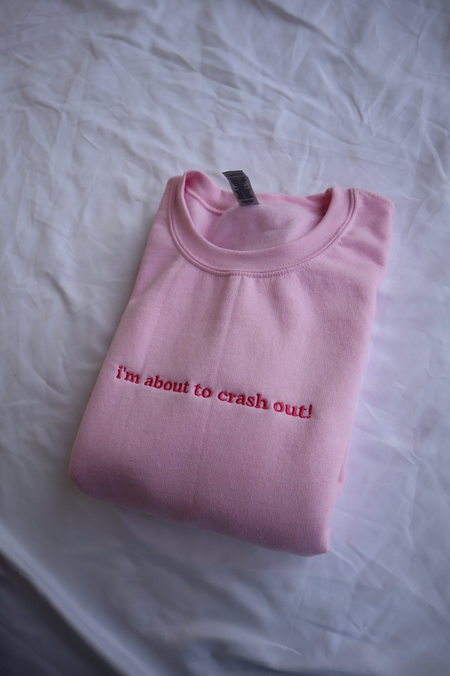 I'm about to crash out! Hoodie or Crew Neck, Long Sleeve, Classic fit, Unisex, Adult