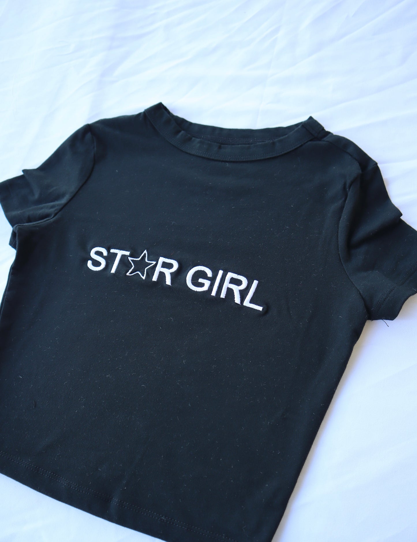 Star Girl, Short Sleeve, Crop Top, Fitted, Female, Adult Baby Tee