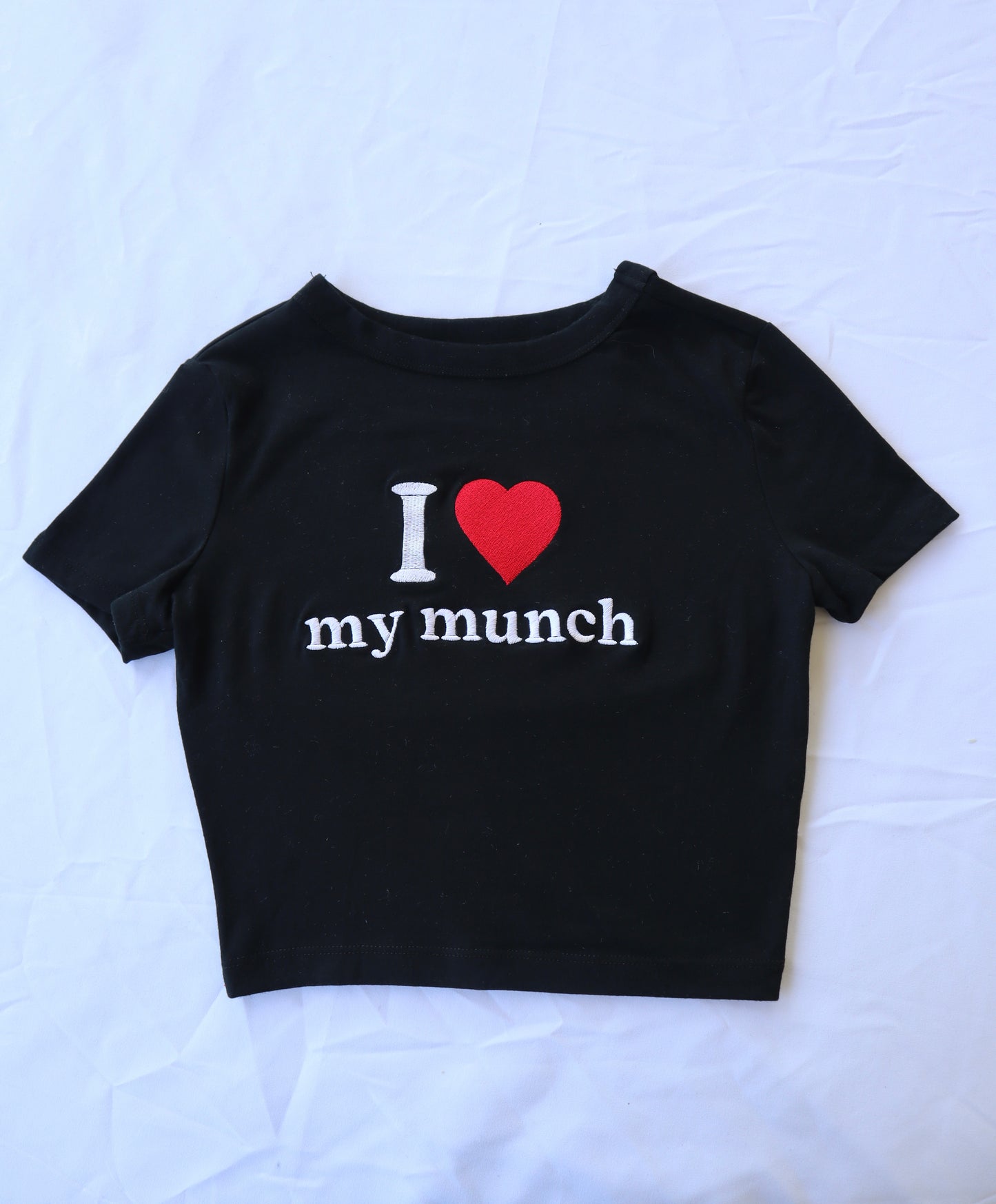 I Love My Munch, Short Sleeve, Crop Top, Fitted, Female, Adult Baby Tee