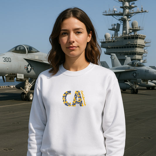 Floral Embroidered CA California Hoodie Long Sleeve Classic fit Unisex Adult