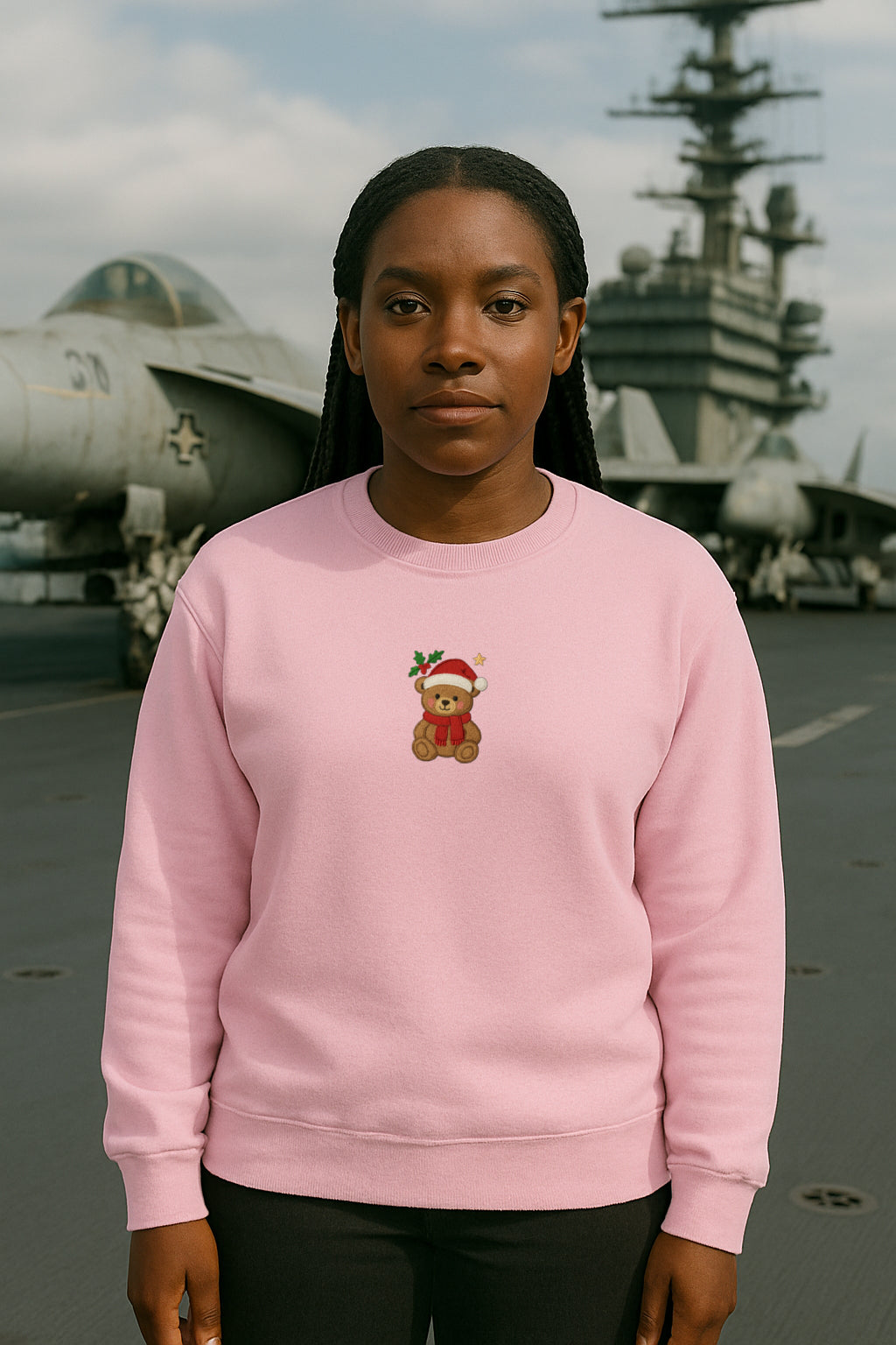 Embroidered Christmas Bear Christmas Hoodie or Crewneck, Holiday Sweatshirt, Unisex, Classic Fit, Long Sleeve, Adult