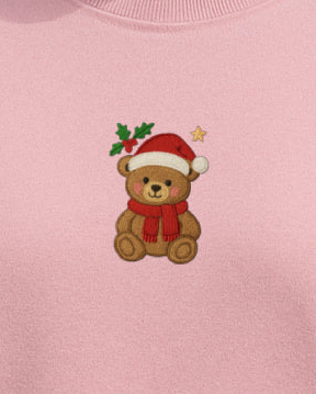 Embroidered Christmas Bear Christmas Hoodie or Crewneck, Holiday Sweatshirt, Unisex, Classic Fit, Long Sleeve, Adult
