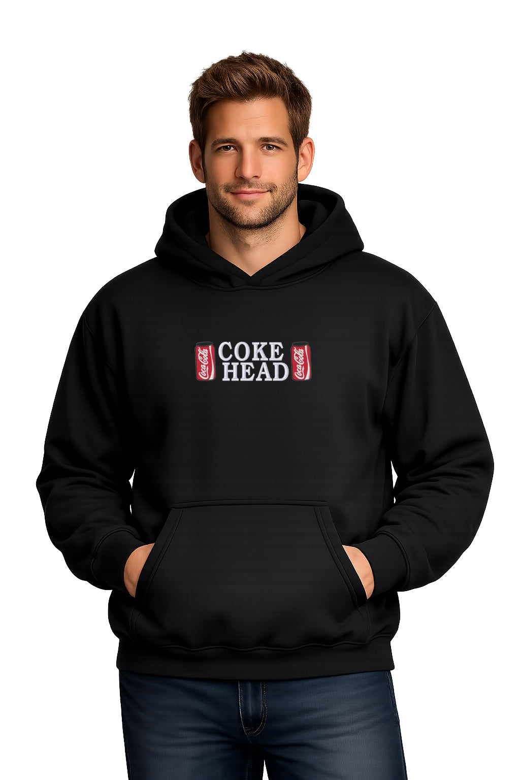 Embroidered Coke Head Hoodie or Crewneck, Sweatshirt, Unisex, Classic Fit, Long Sleeve, Adult
