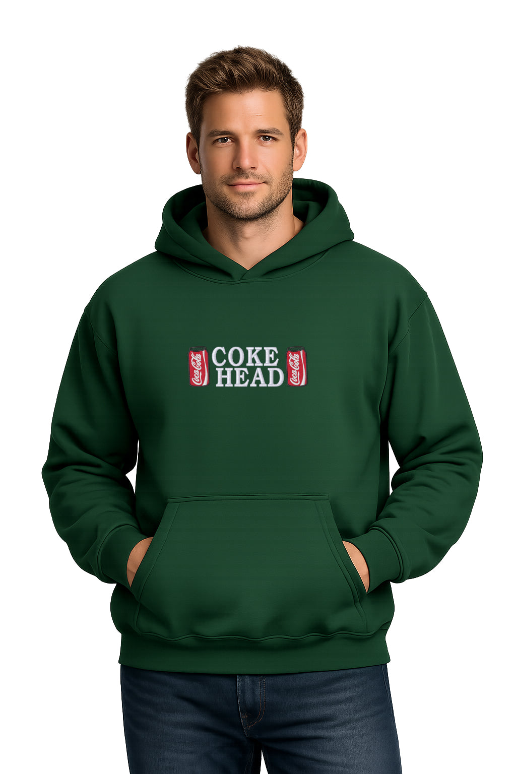 Embroidered Coke Head Hoodie or Crewneck, Sweatshirt, Unisex, Classic Fit, Long Sleeve, Adult