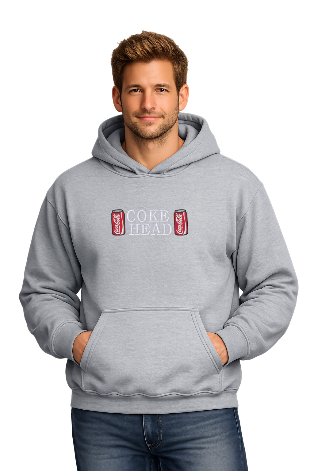 Embroidered Coke Head Hoodie or Crewneck, Sweatshirt, Unisex, Classic Fit, Long Sleeve, Adult