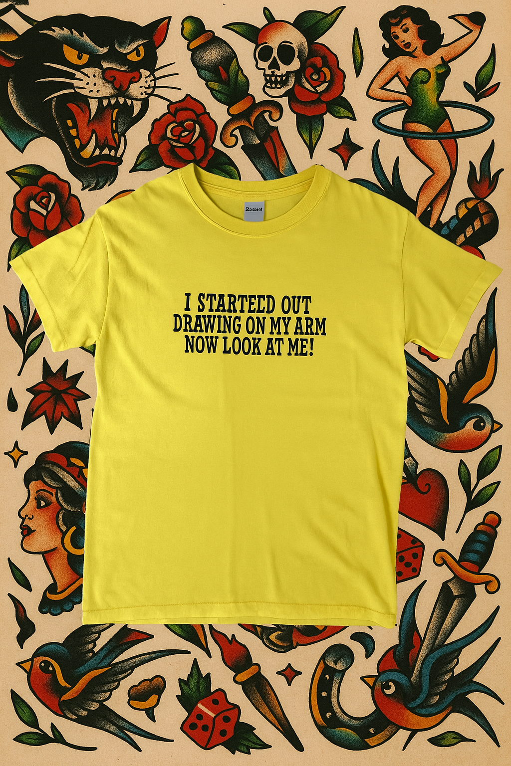 I Started Out Drawing On My Arm, Short Sleeve, Modern Classic Fit, Unisex, Adult T-Shirt