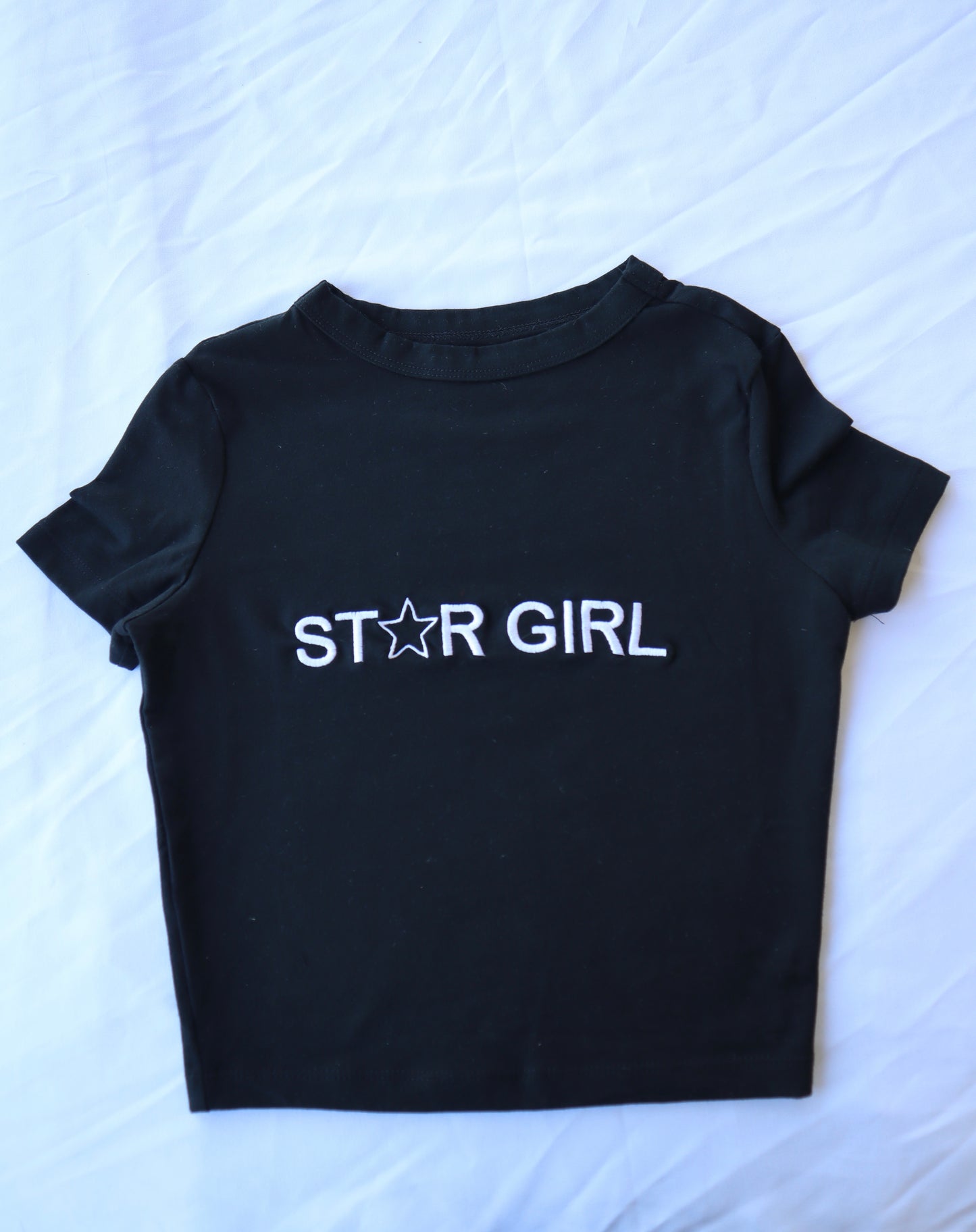 Star Girl, Short Sleeve, Crop Top, Fitted, Female, Adult Baby Tee