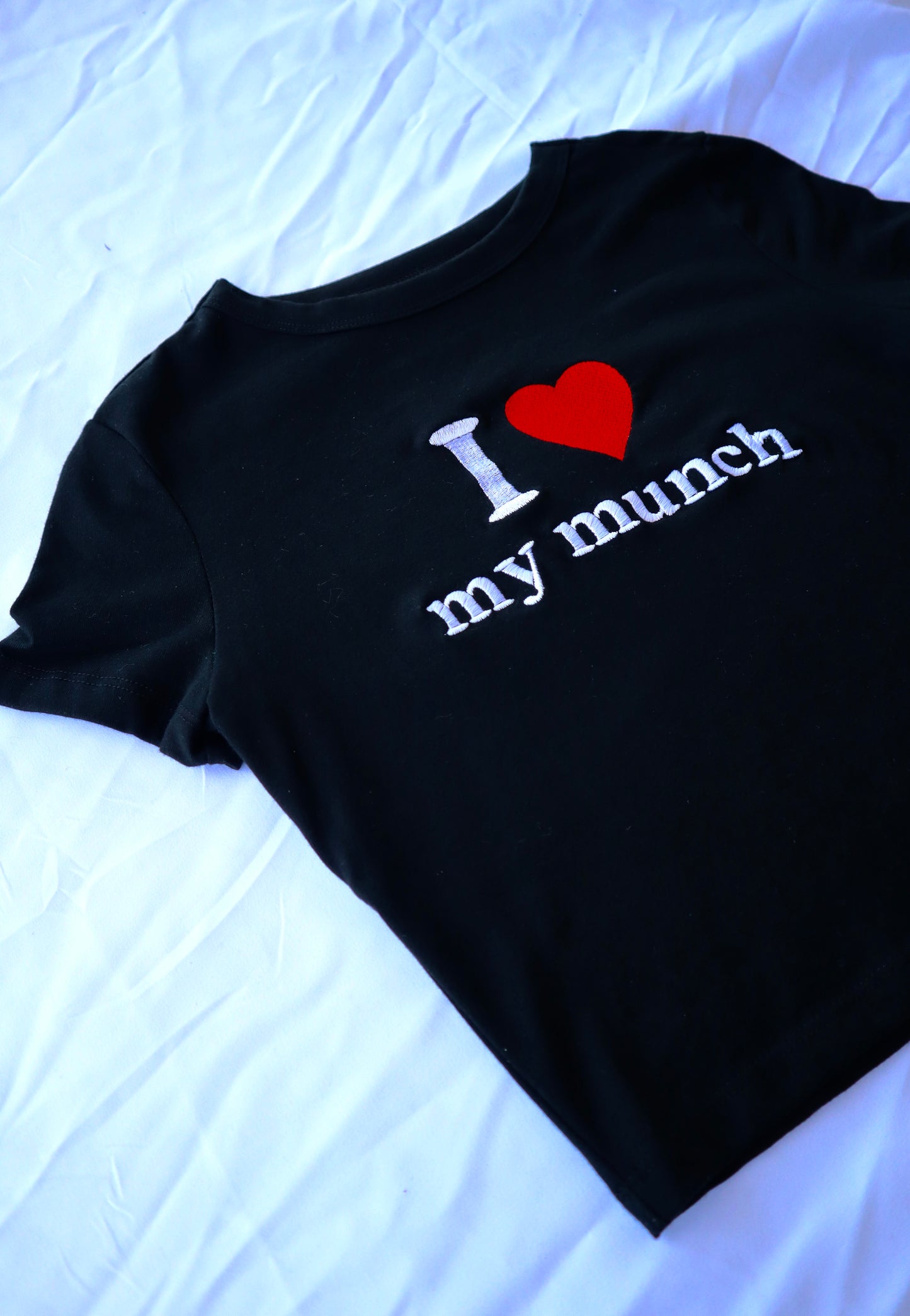 I HEART my munch, Short Sleeve, Crop Top, Fitted, Female, Adult Baby Tee