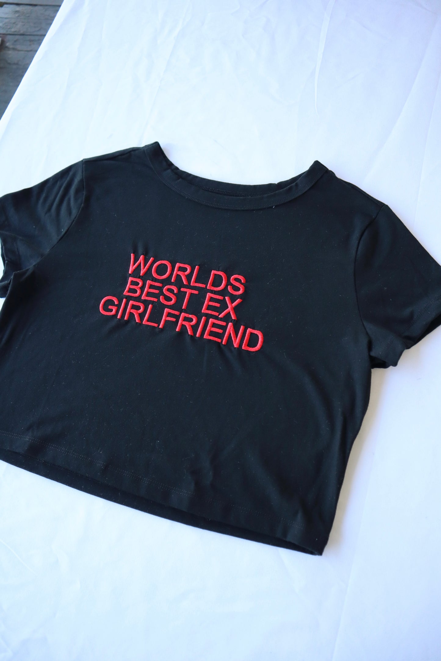 Worlds Best Ex Girlfriend, Short Sleeve, Crop Top, Fitted, Female, Adult Baby Tee